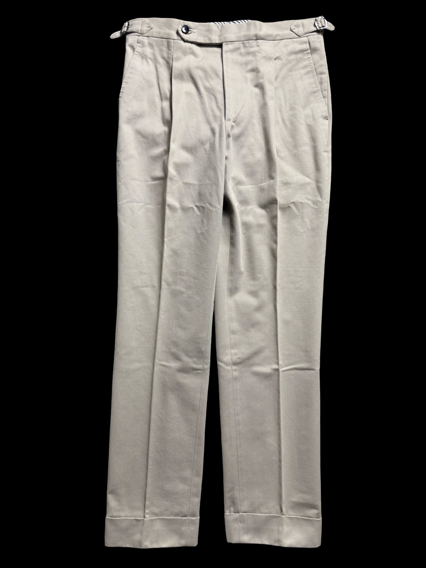 Natalino Sand Brushed Cotton Pleat Front Trousers W30S RRP £150