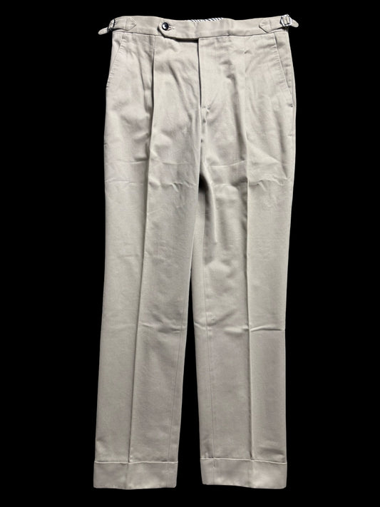 Natalino Sand Brushed Cotton Pleat Front Trousers W30S RRP £150