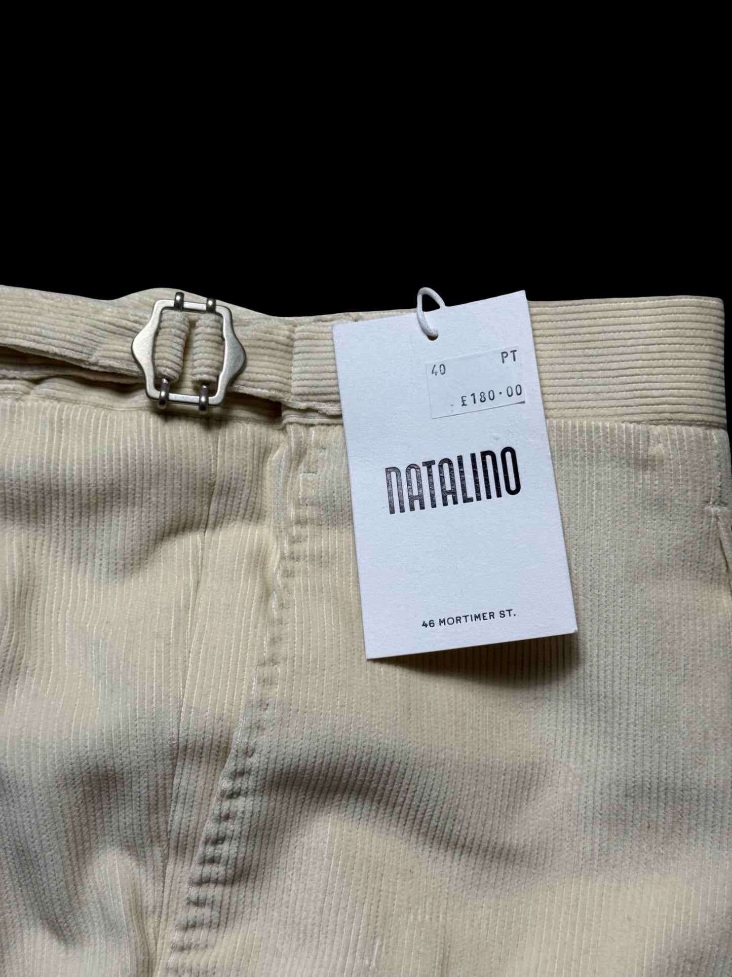 BNWT Men’s Natalino Single Pleat Corduroy Trousers Ecru W40” RRP £180