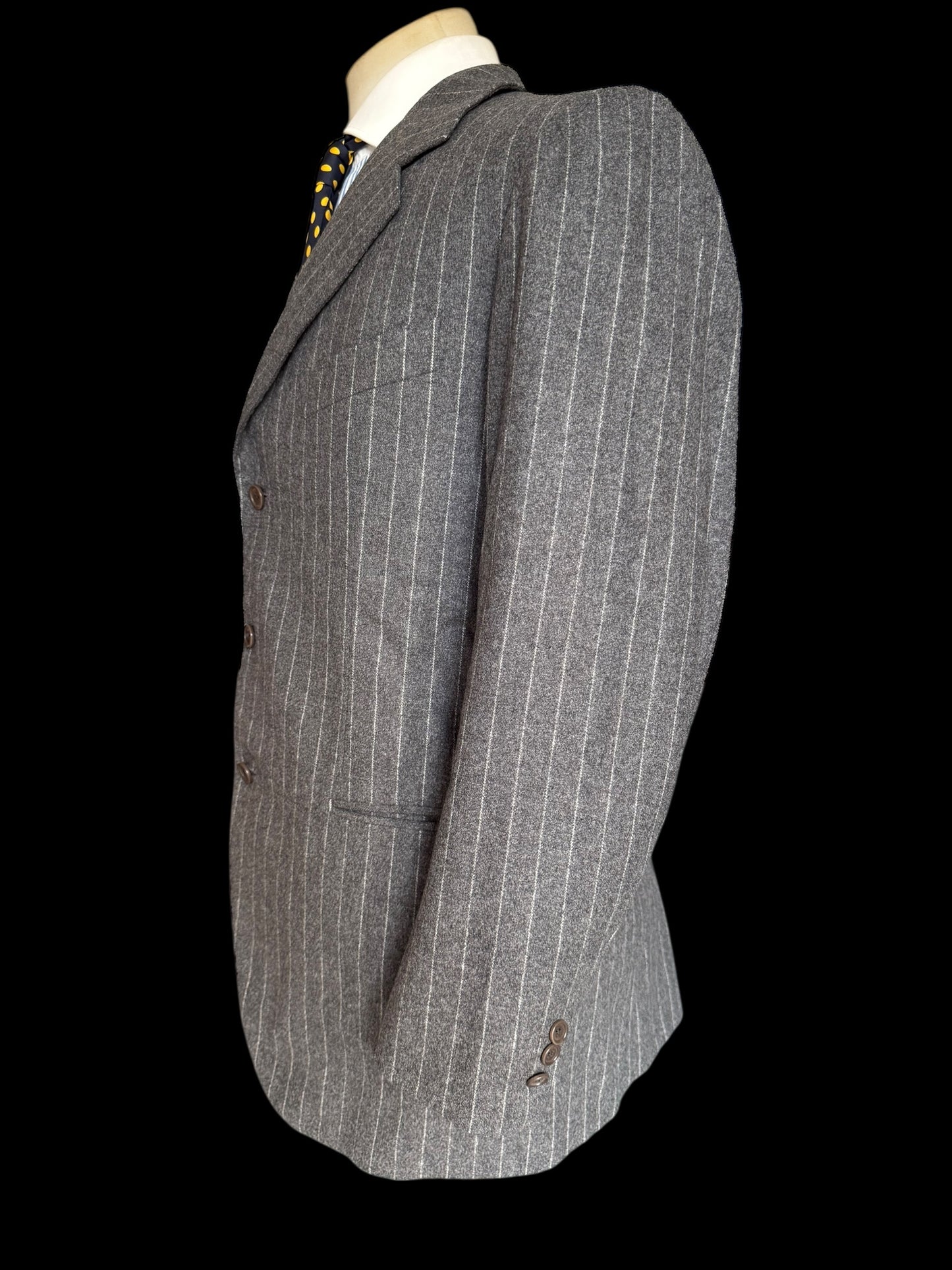 Bespoke Tommy Giulio Caraceni Grey Flannel Suit 42S/ W34 Chalk Stripe 40’s Style