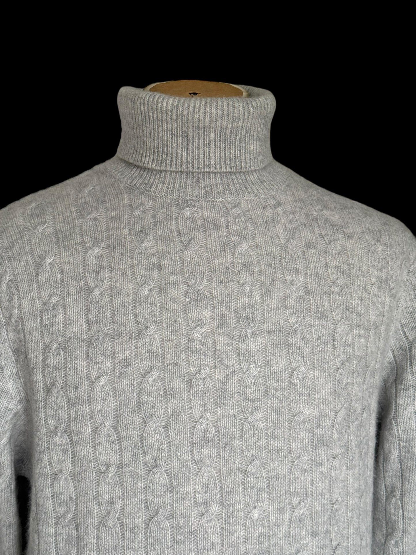 N.Peal 007 100% Cashmere Cable Knit Jumper XL Roll Neck James Bond £345
