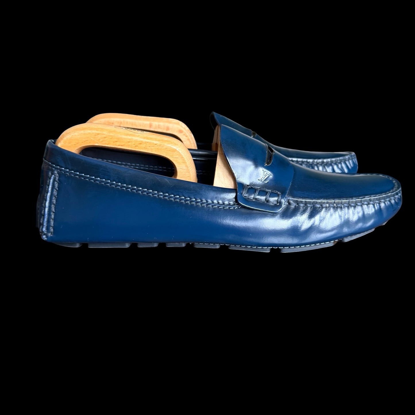 Mens Louis Vuitton Monte Carlo Blue Leather Driving Shoes Loafers UK 8 US 9