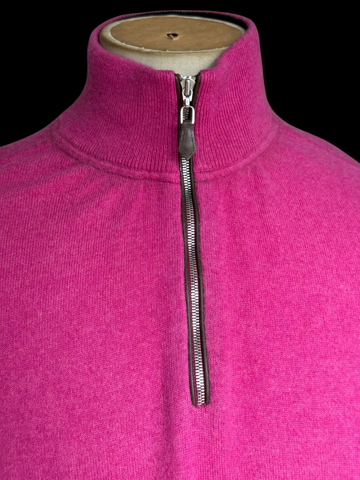 Men’s N. Peal Carnaby 1/4 Zip Cashmere Jumper Pink Size XL RRP £375