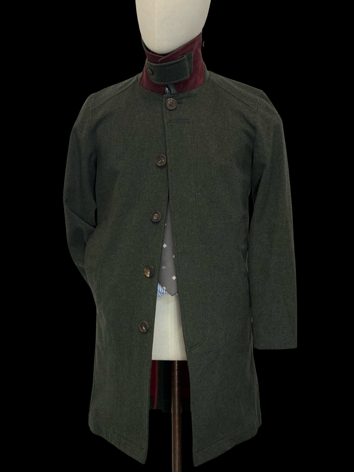 Men’s Purdey & Sons Pure Cashmere Green Overcoat Size 36” Storm Collar RRP £2500