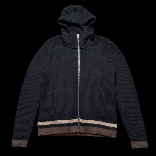 Men’s Dolce & Gabbana Chunky Knit Wool Hoodie Size 48 Black Wool