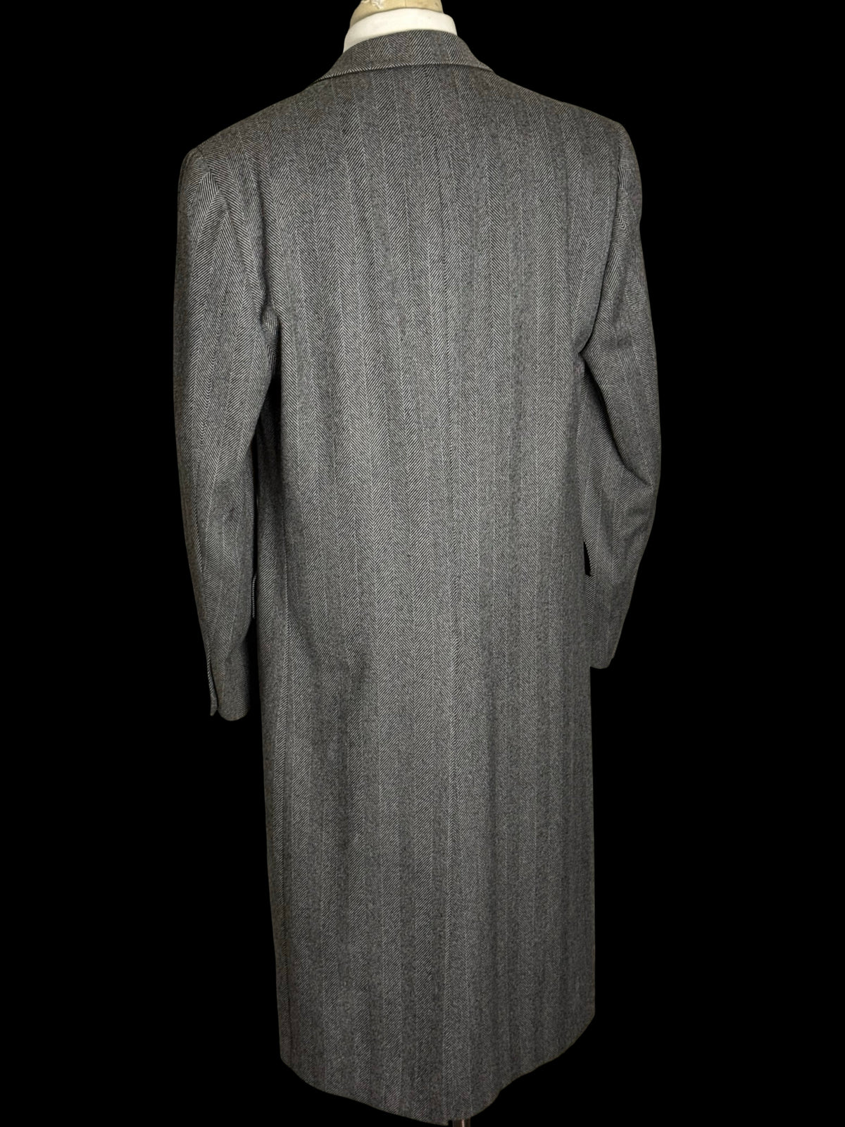 Vintage Chester Barrie Savile Row Double Breasted Herringbone Overcoat 42L