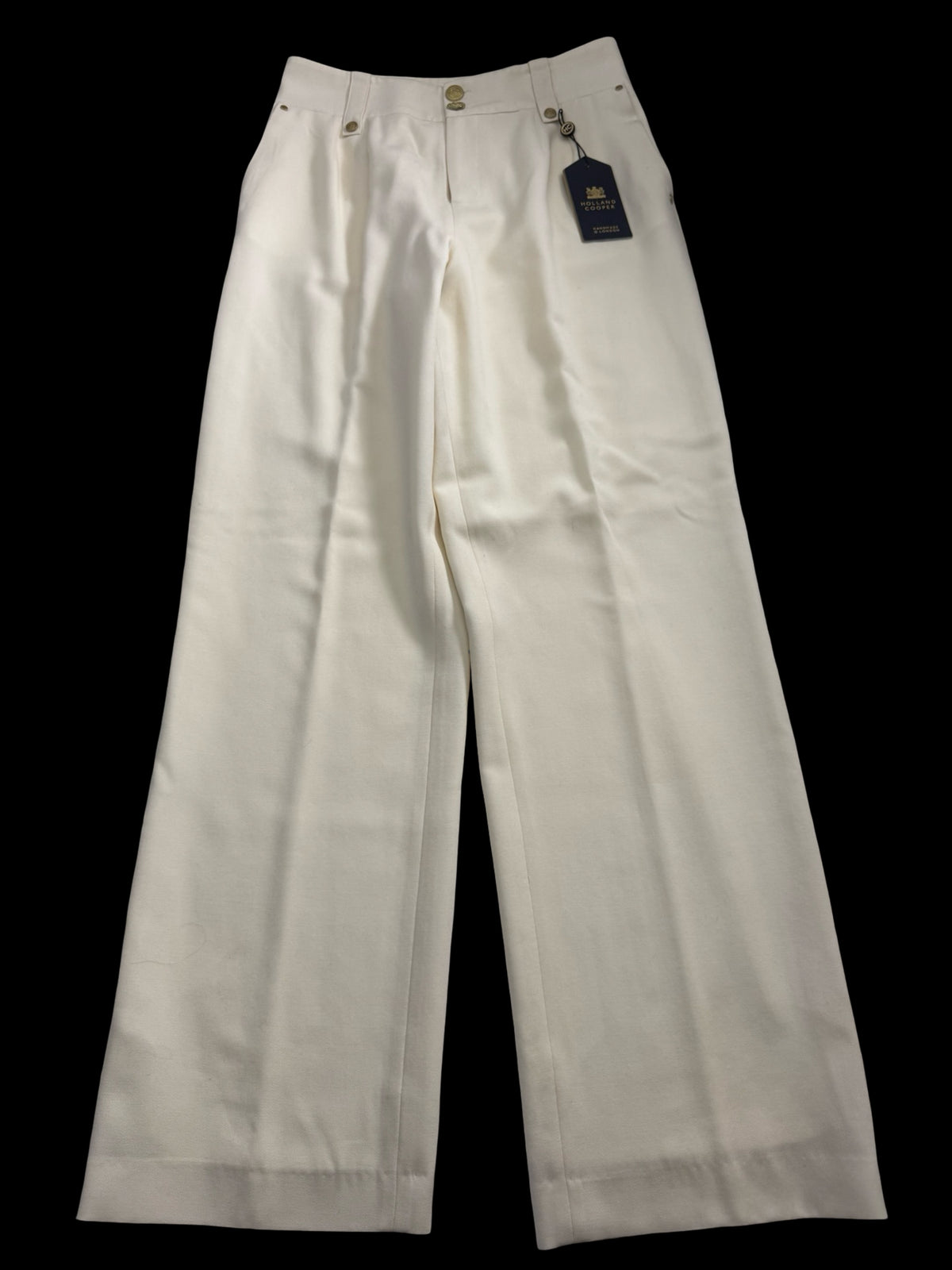 BNWT Holland Cooper High Waisted Straight Trousers UK14 Ivory RRP £299