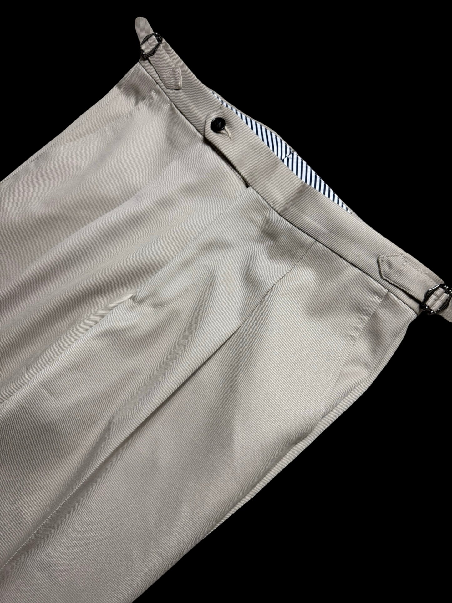 Men’s Natalino Stone Cavalry Wool Twill Pleat Front Trousers W32S RRP £205