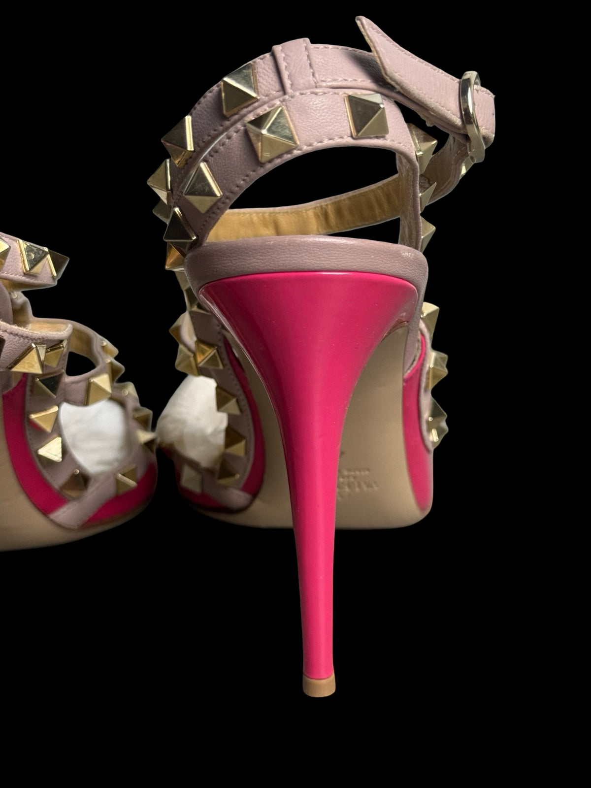 Valentino Garavani Rockstud Ankle Strap Pumps Size EU40 UK7 Deep Pink Nude Pink