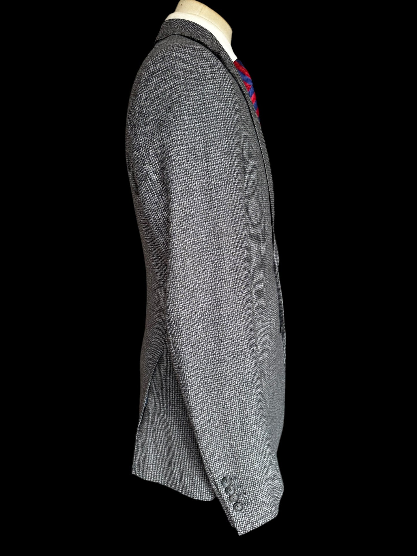 Clements & Church Drago Swing Wool Suit 38L / W32L Slim Fit Grey Houndstooth MTM