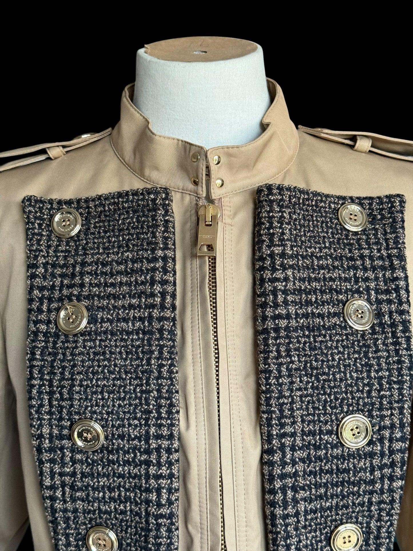 Women’s Burberry Prorsum Rider Jacket 46 Peplum Tweed Panel Runway