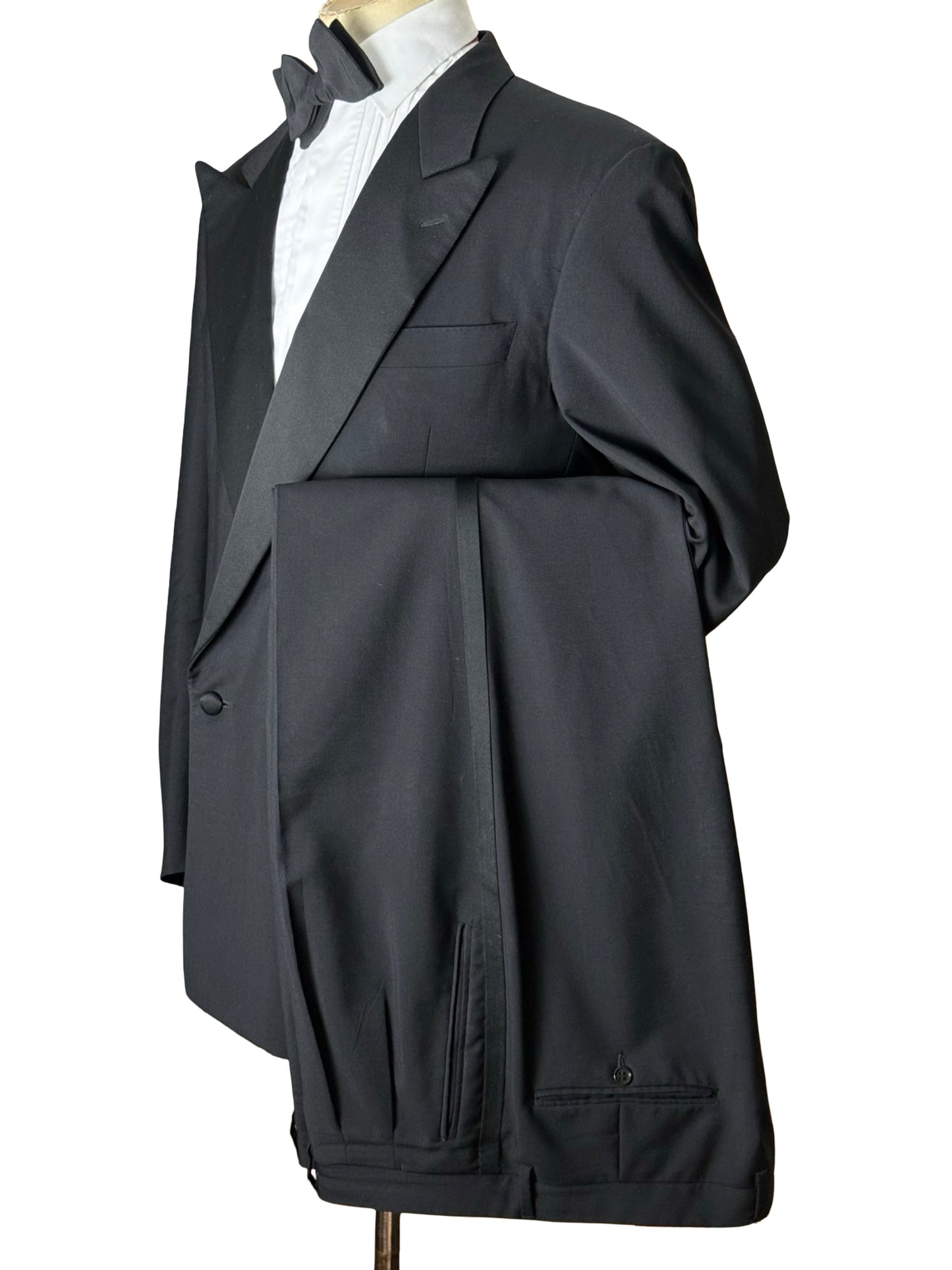 Vintage Canali Double Breasted Dinner Suit 42L / W36L Wool & Mohair Pleat Front