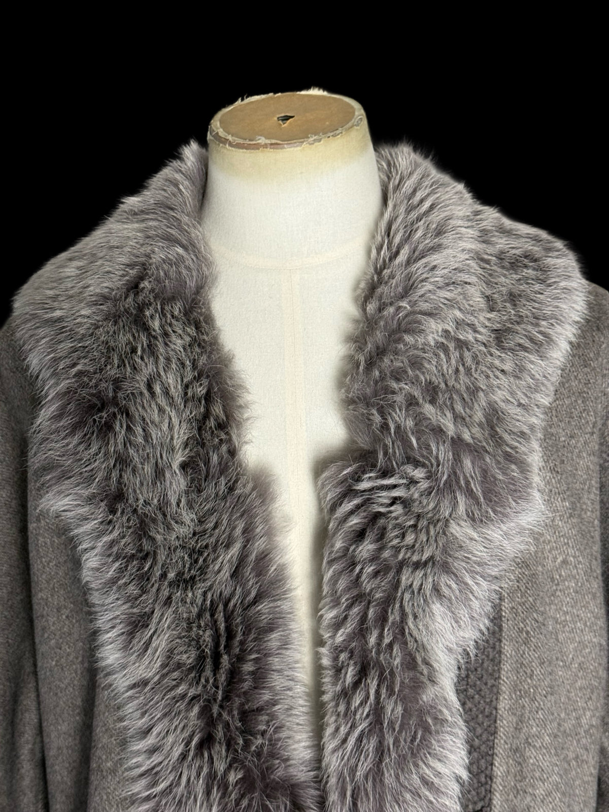 Fabiana Fillippi Wool Cashmere Cape Coat Fur Collar Size UK12 IT44 Luxury
