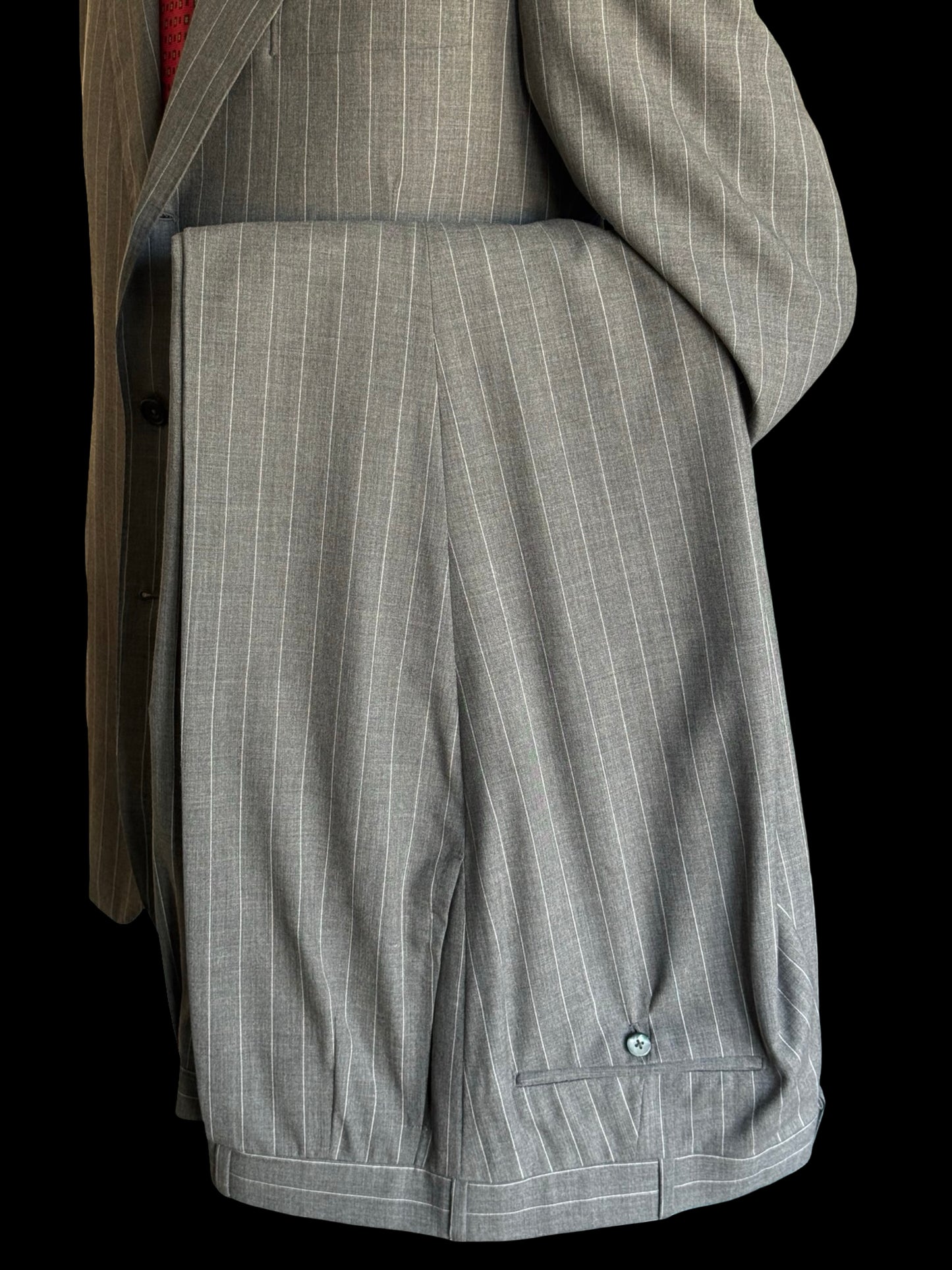 Bespoke Kilgour Light Grey Pinstripe Suit 42L/W38L Lightweight Savile Row 2roll3 - 2X TROUSERS