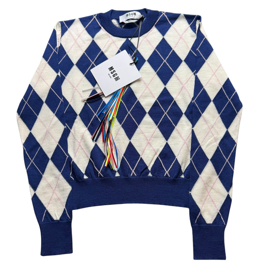 BNWT Women’s MSGM Argyle Knit Sweater Virgin Wool RRP £345