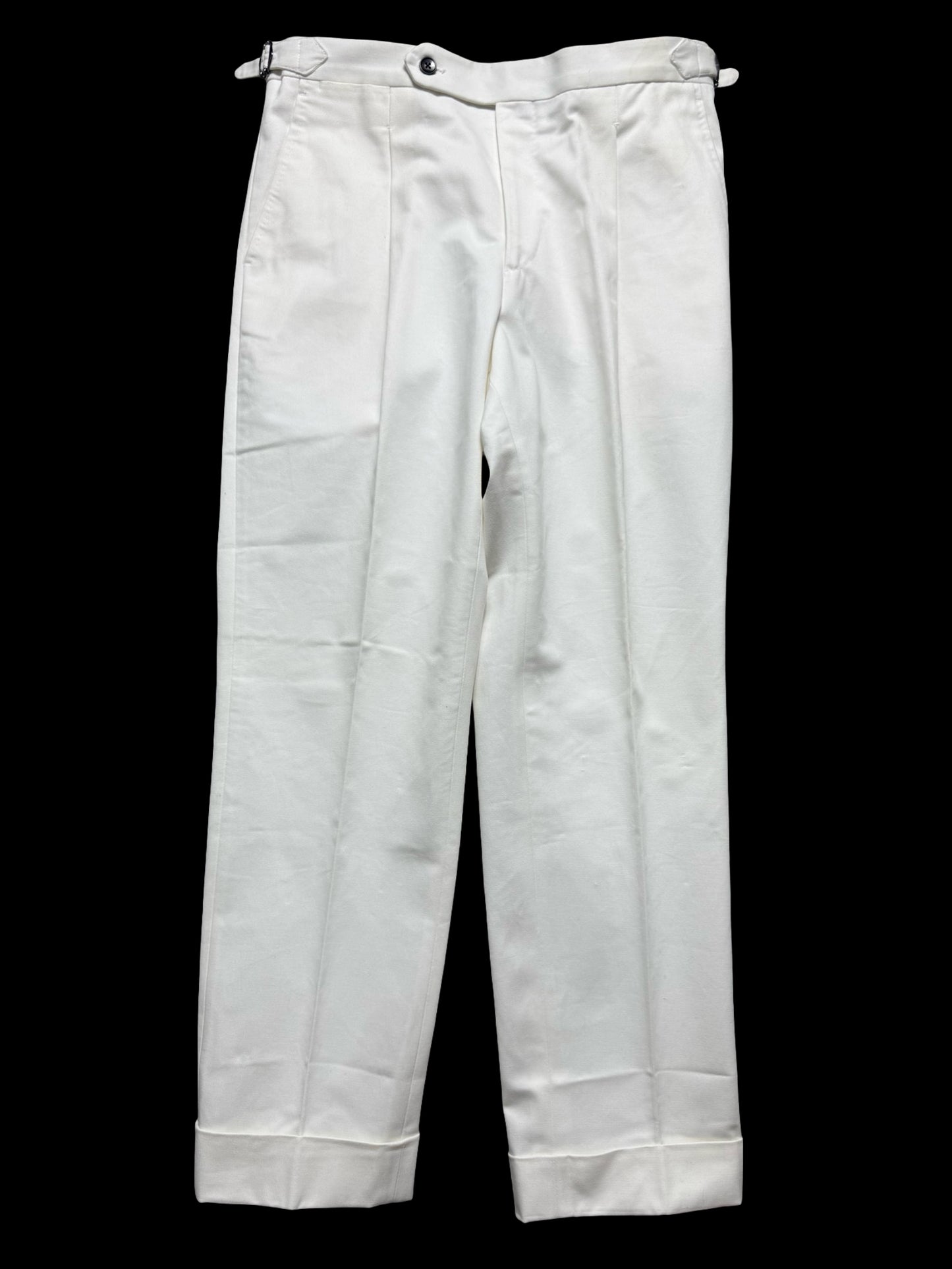 Men’s Natalino White Brushed Cotton Pleat Front Trousers W32S RRP £165