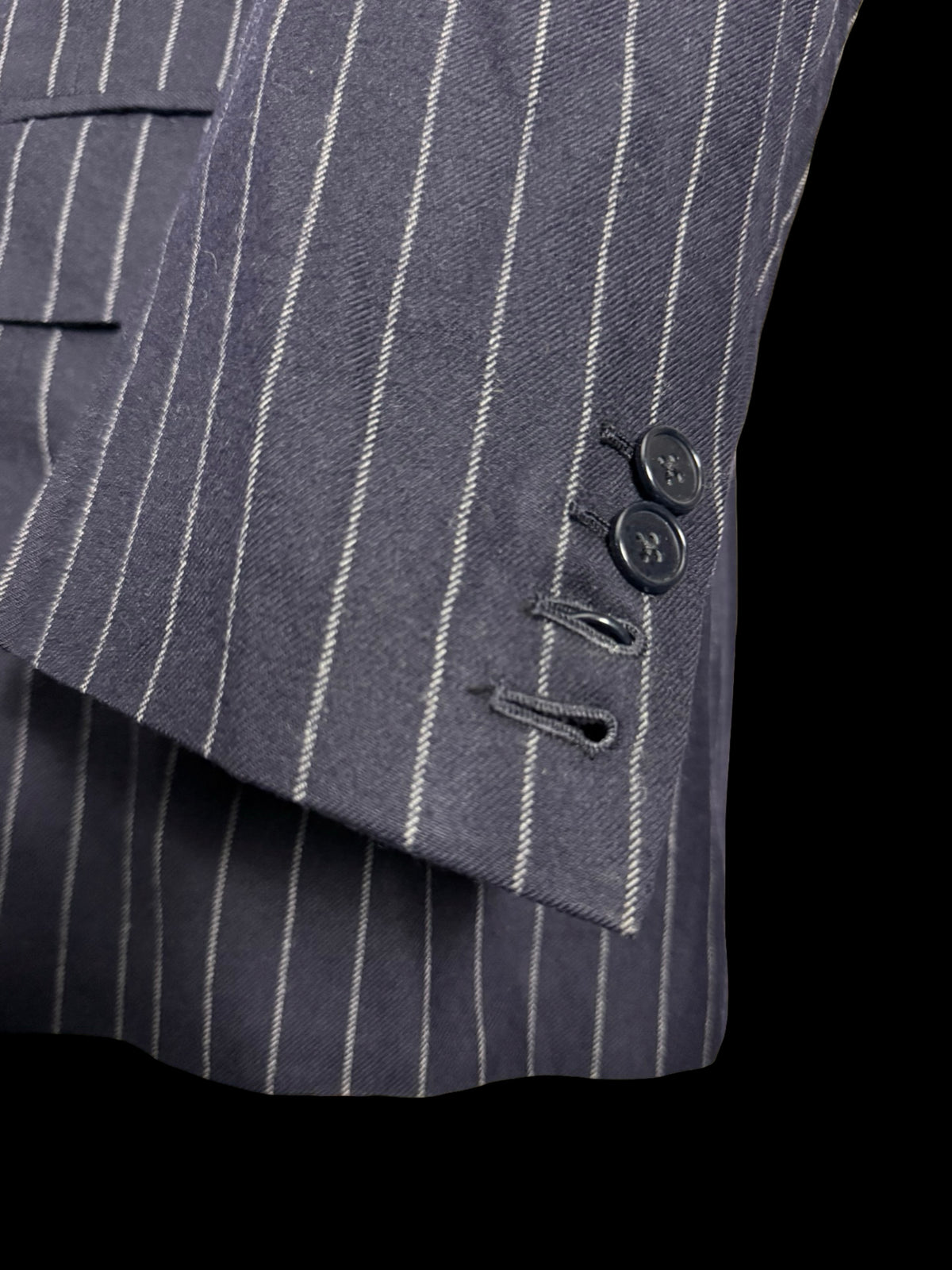 Bespoke Savile Row Navy Double Breasted Chalk Stripe Suit 42R / W36R