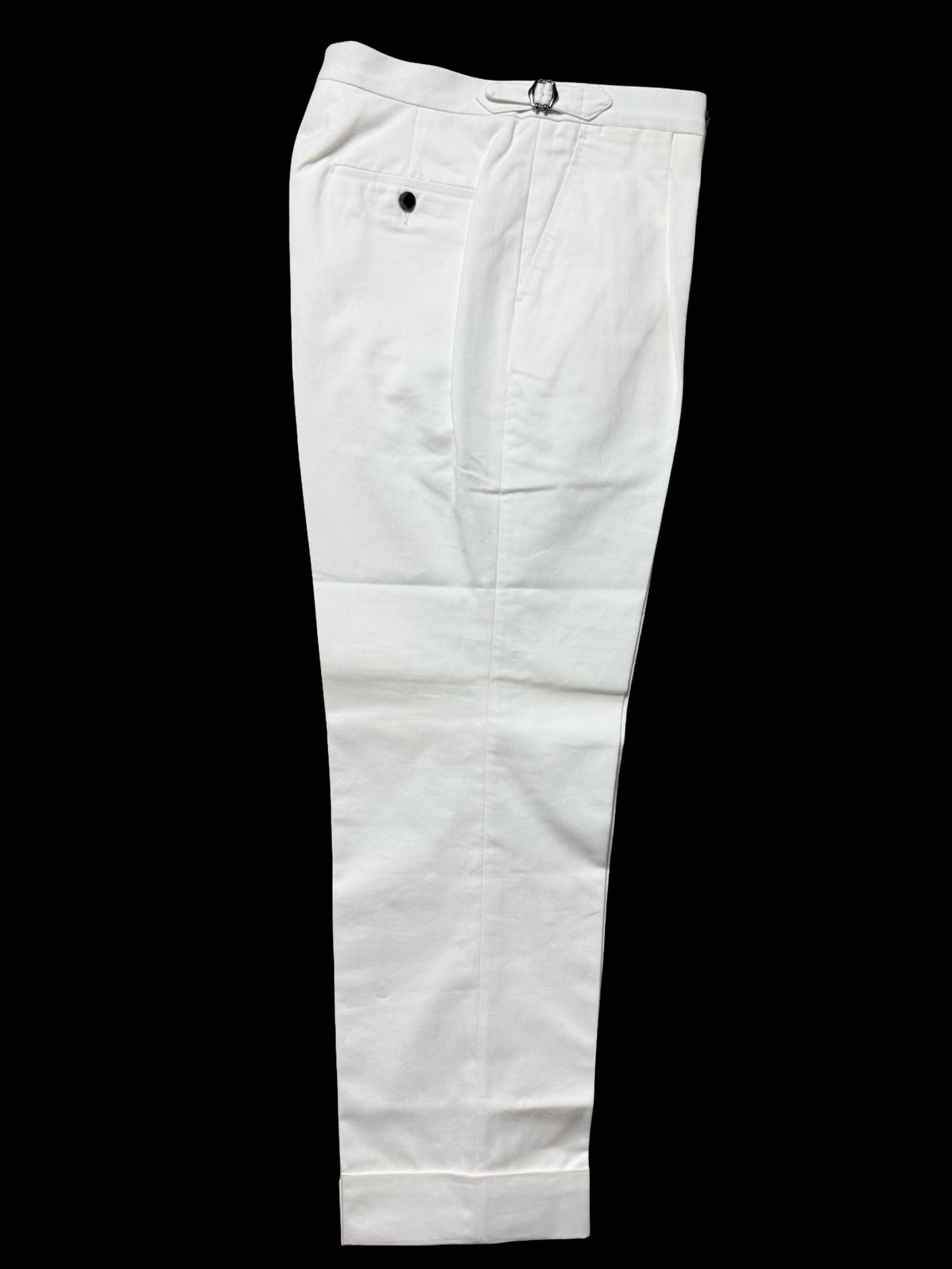 Men’s Natalino White Brushed Cotton Pleat Front Trousers W32S RRP £165