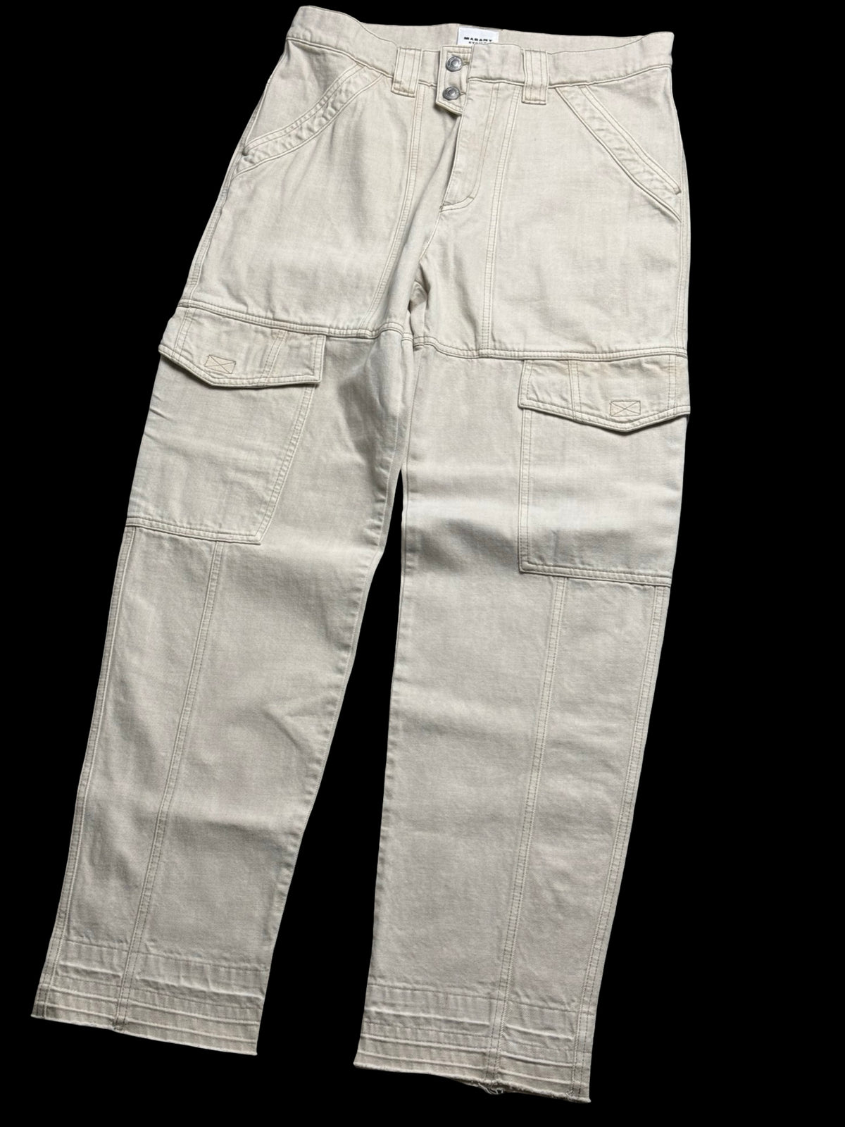 ISABEL MARANT Vayoneo Ecru Cargo High Waisted Cargo Straight Jeans UK14 RRP£365