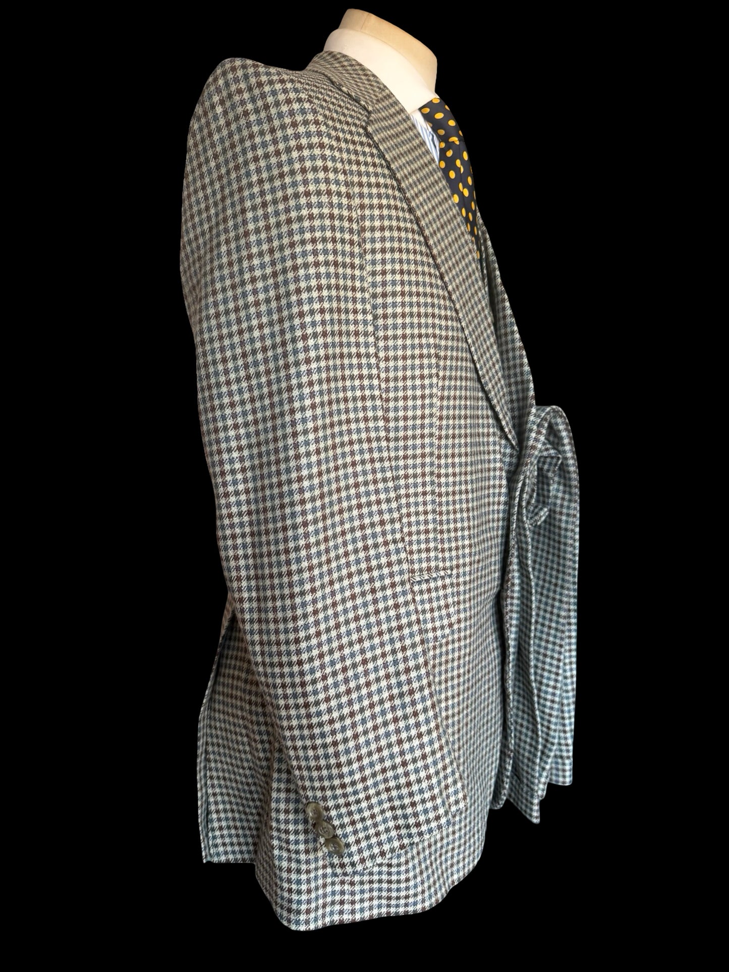Vintage Bespoke 3 Piece Tweed Suit 40L / W34” Gun Club Check Scottish Tweed