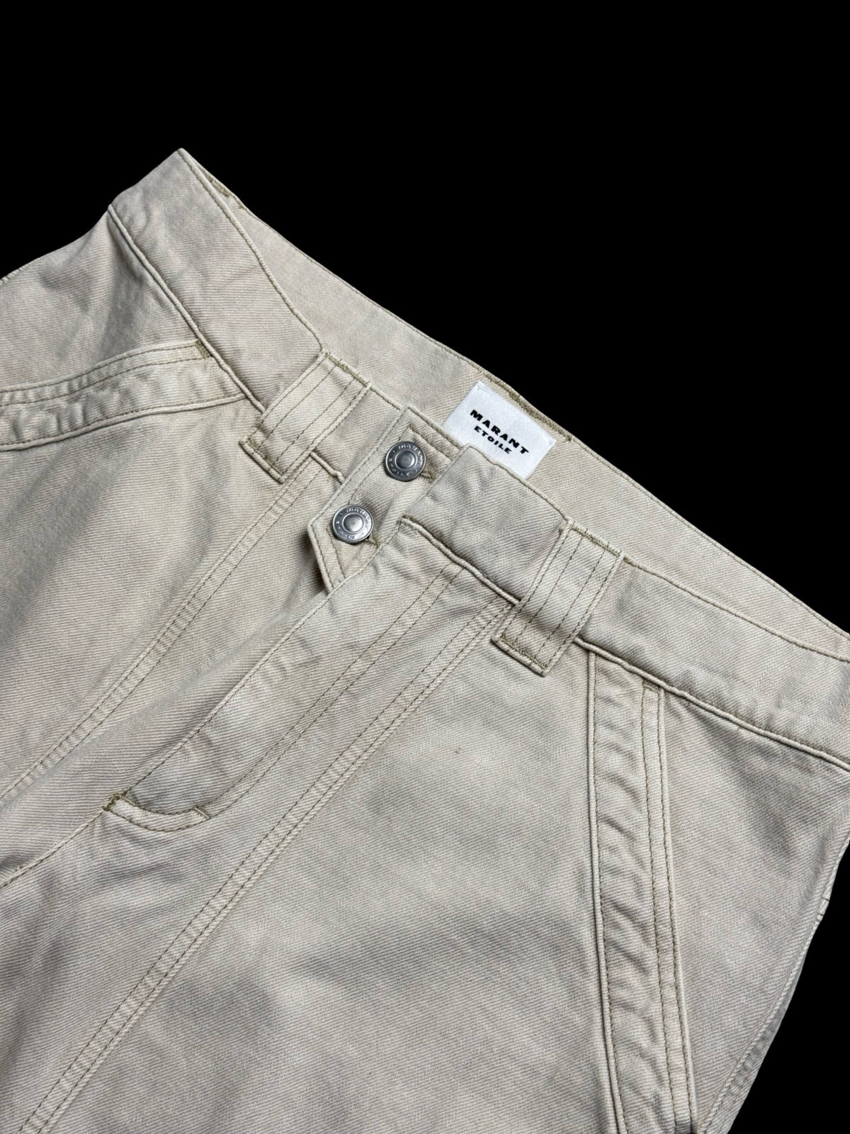 ISABEL MARANT Vayoneo Ecru Cargo High Waisted Cargo Straight Jeans UK14 RRP£365