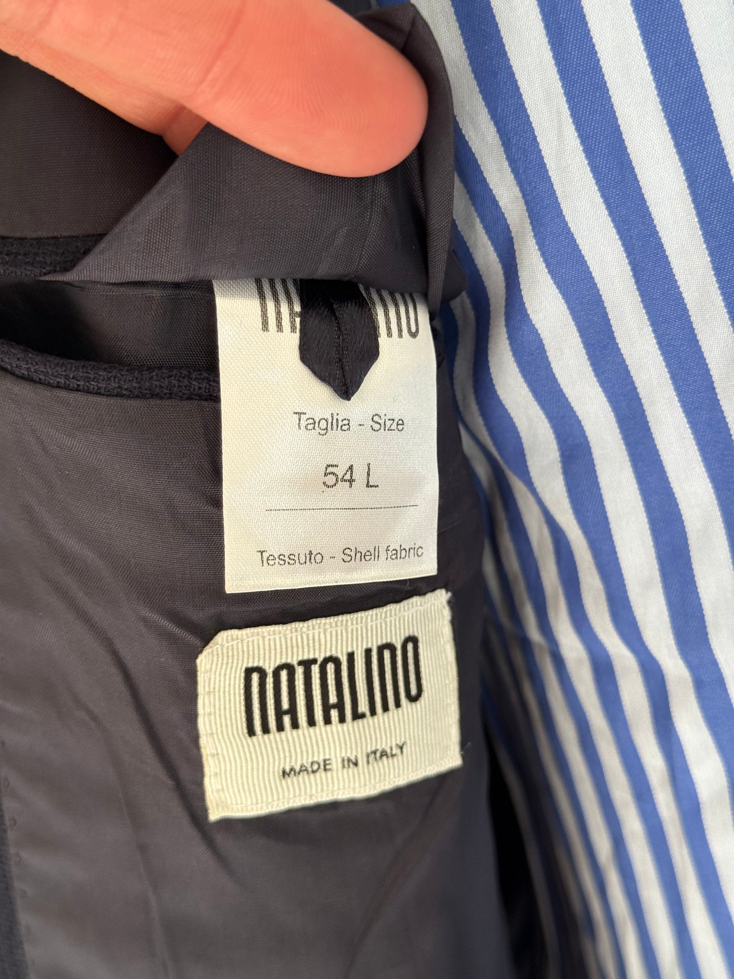 Natalino Double Breasted Navy Mock Leno Wool Hopsack Sport Jacket 44R RRP £545