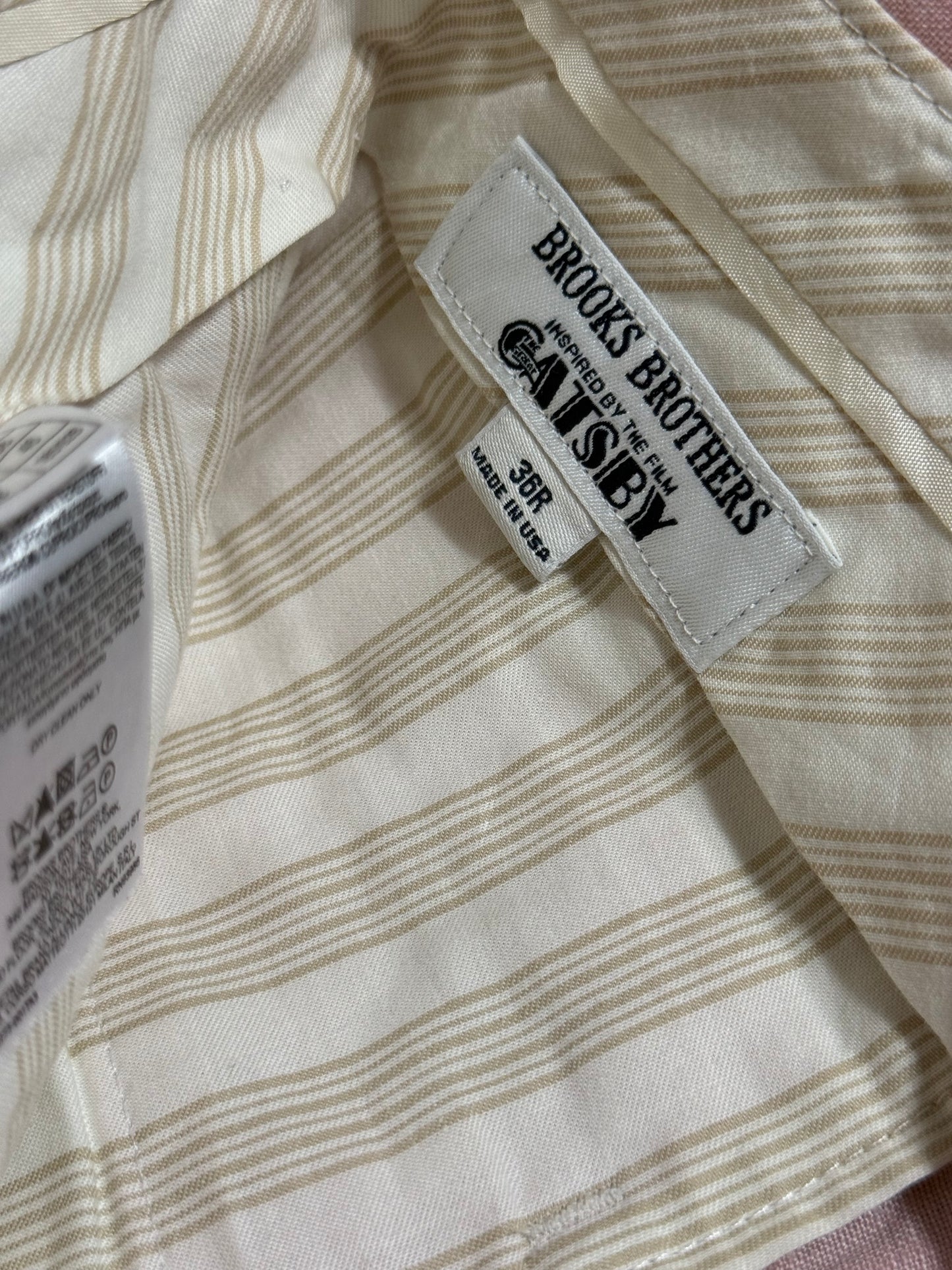 Brooks Brothers X Gatsby Pink Linen Pinstripe Suit 42R / W36R Made In USA Rare