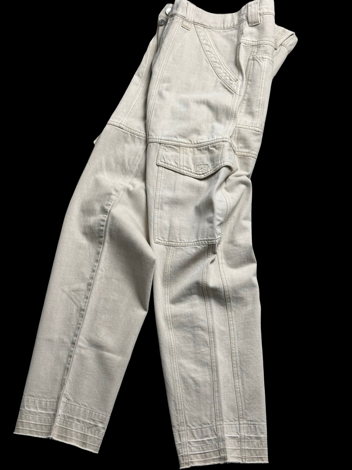 ISABEL MARANT Vayoneo Ecru Cargo High Waisted Cargo Straight Jeans UK14 RRP£365