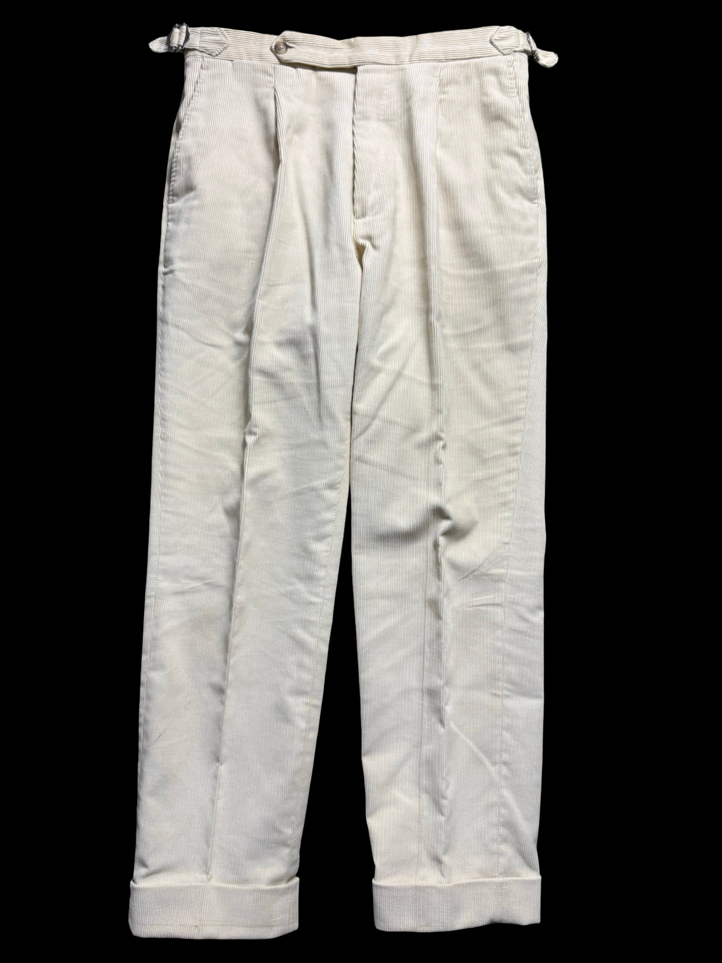 Natalino Off White Corduroy Pleat Front Trousers W30S RRP £180