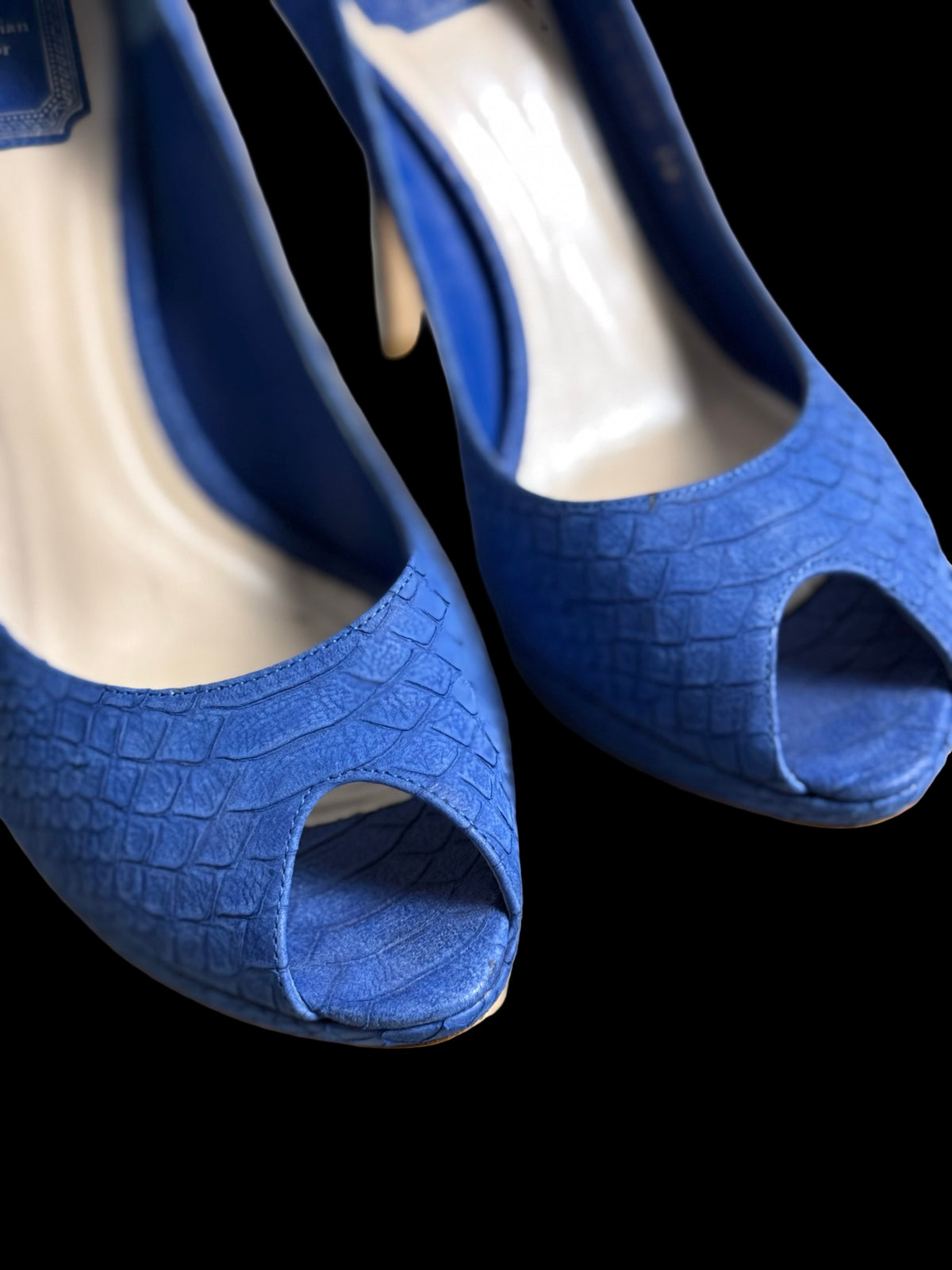 Christian Dior Blue Python-Embossed Leather Peep-Toe Heels EU39.5 UK6.5