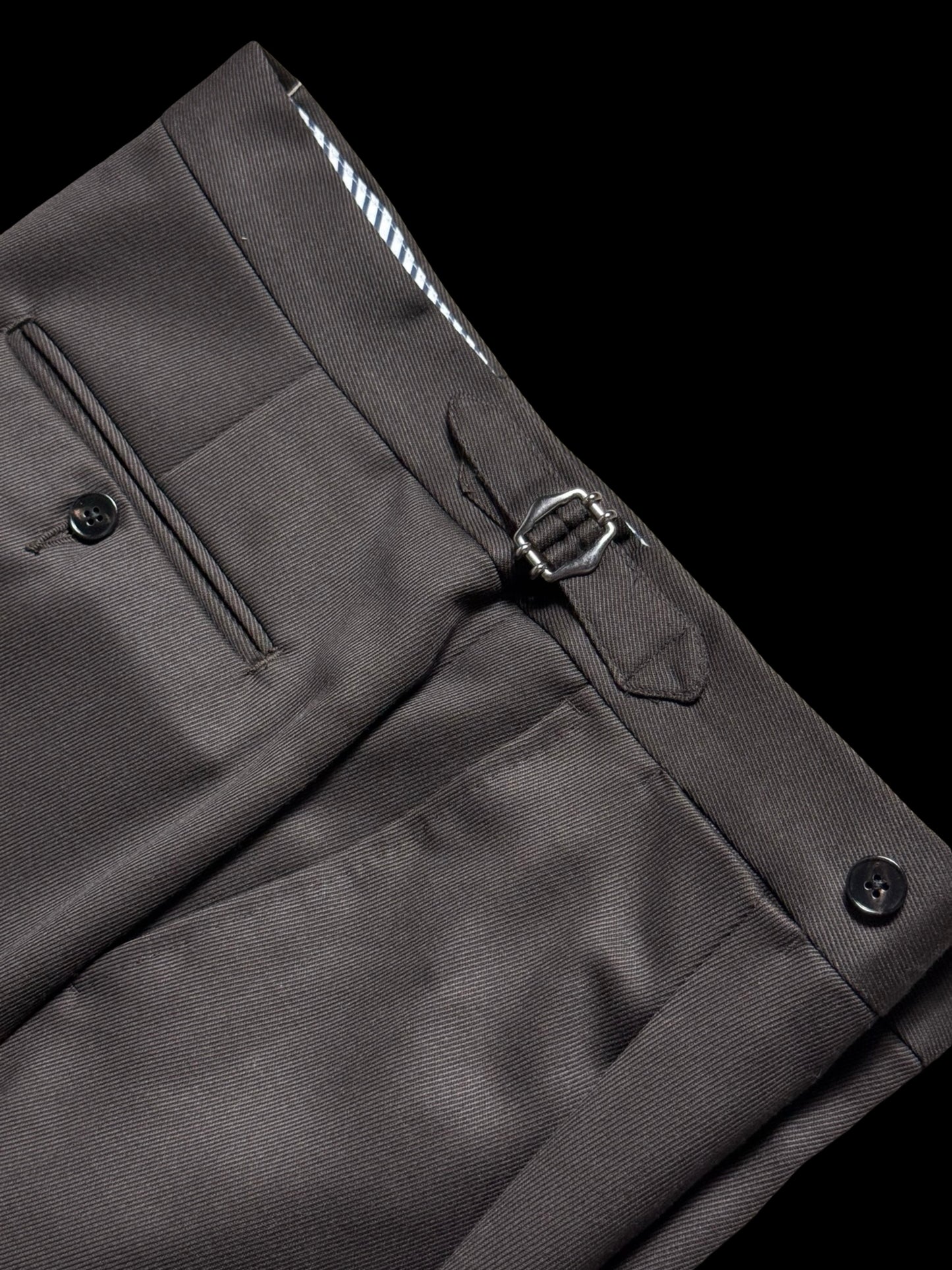 Men’s Natalino Brown Cavalry Wool Twill Pleat Front Trousers W32S RRP £205