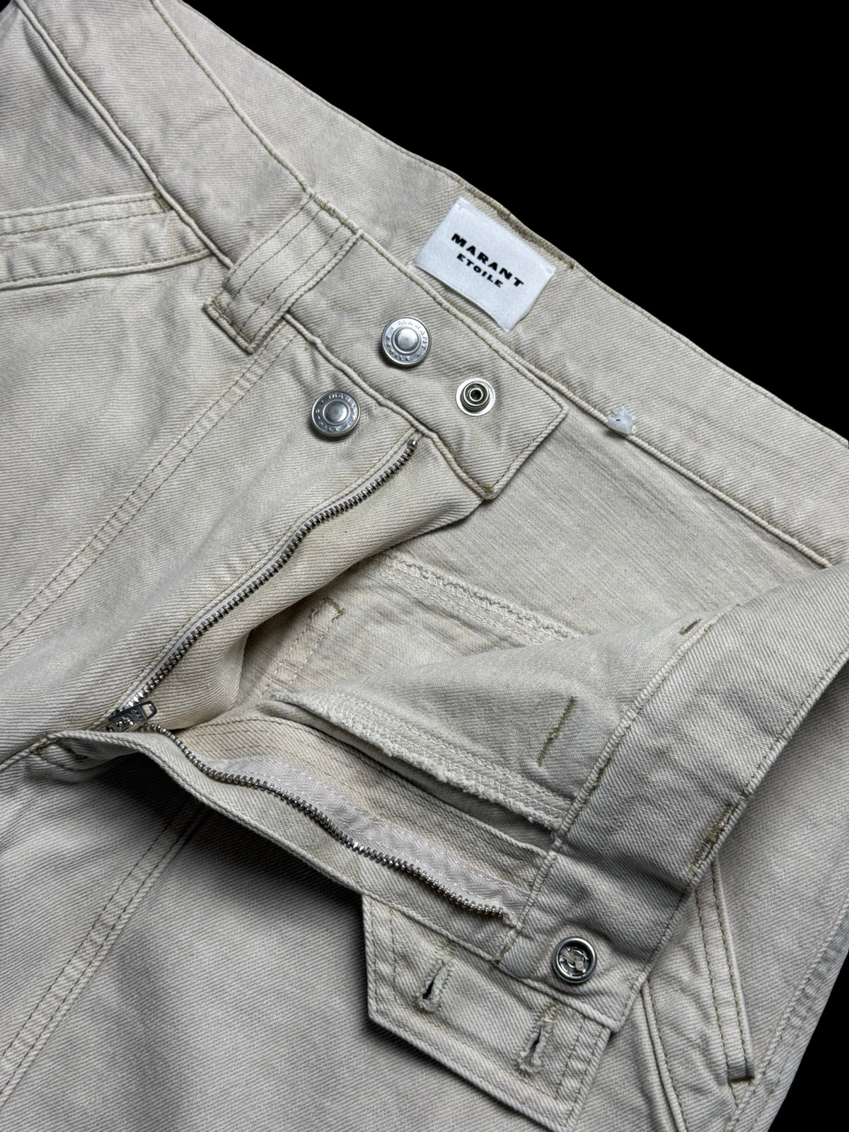 ISABEL MARANT Vayoneo Ecru Cargo High Waisted Cargo Straight Jeans UK14 RRP£365