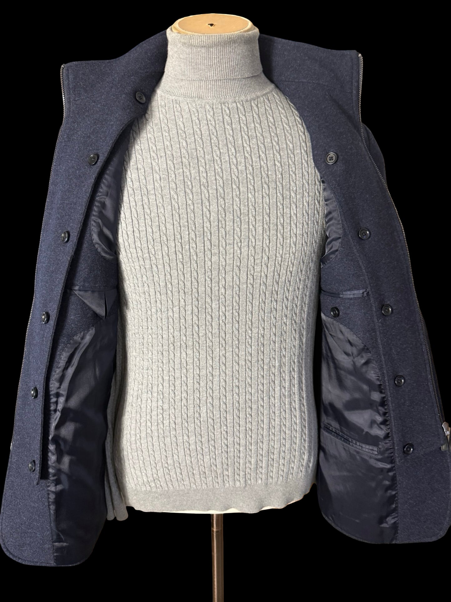 Barrington & Ayre Navy Drago Flannel Wool Jacket 38” Bib Insert RRP £995