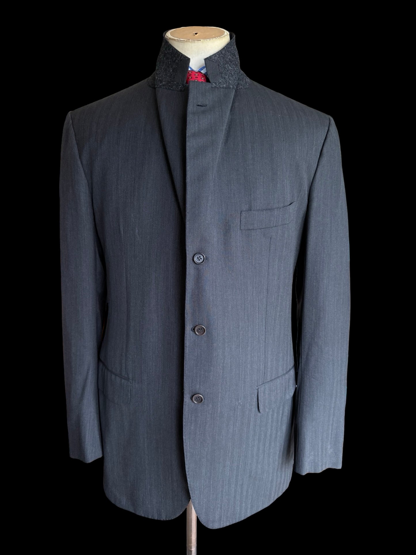 Kiton Grey Herringbone Suit 44L / W38L Diamante Blu Super 150’s 2 Roll 3