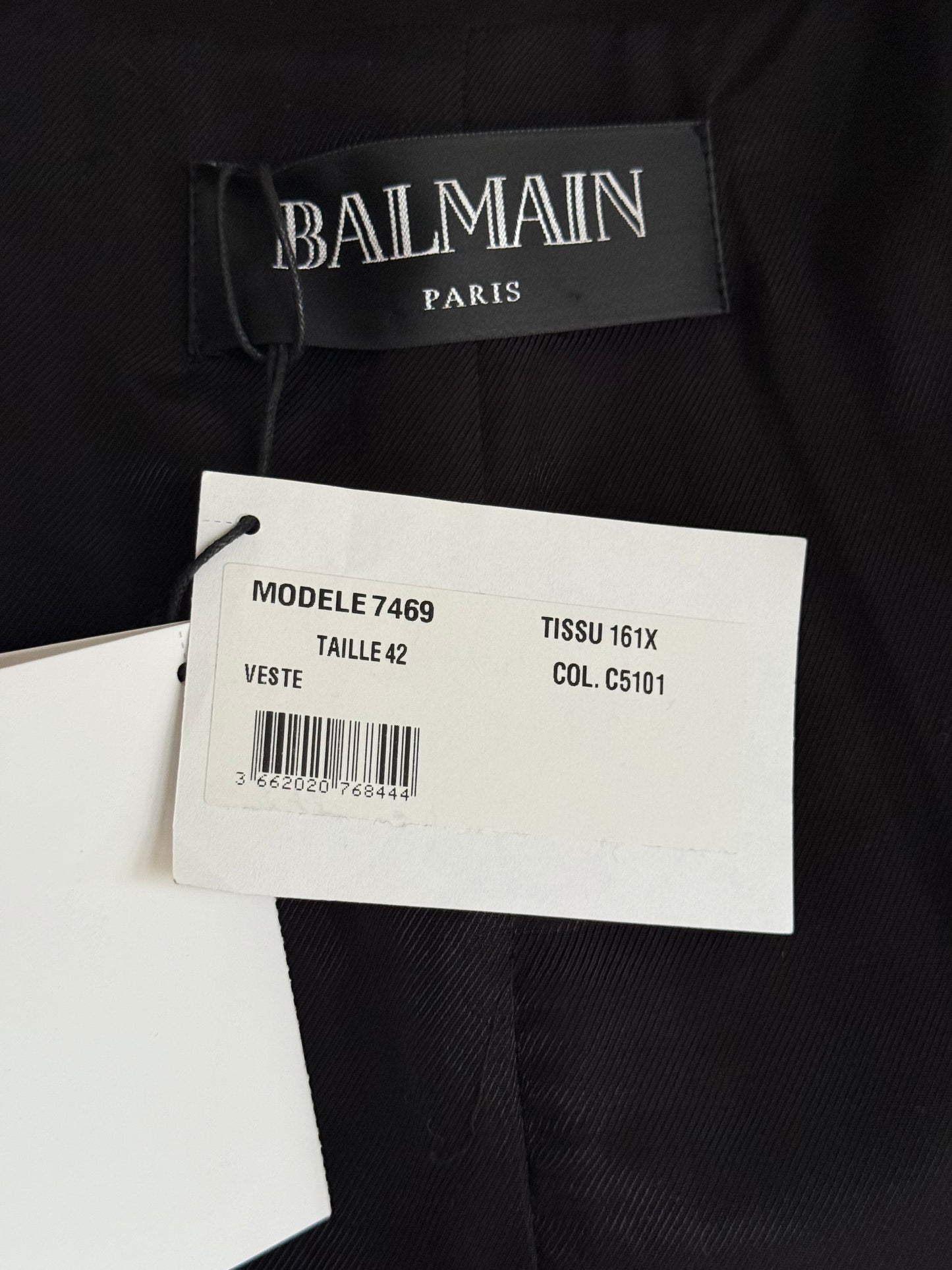 Balmain Black & White Tweed Evening Jacket Blazer 42 Satin Lapels RRP £2.5k