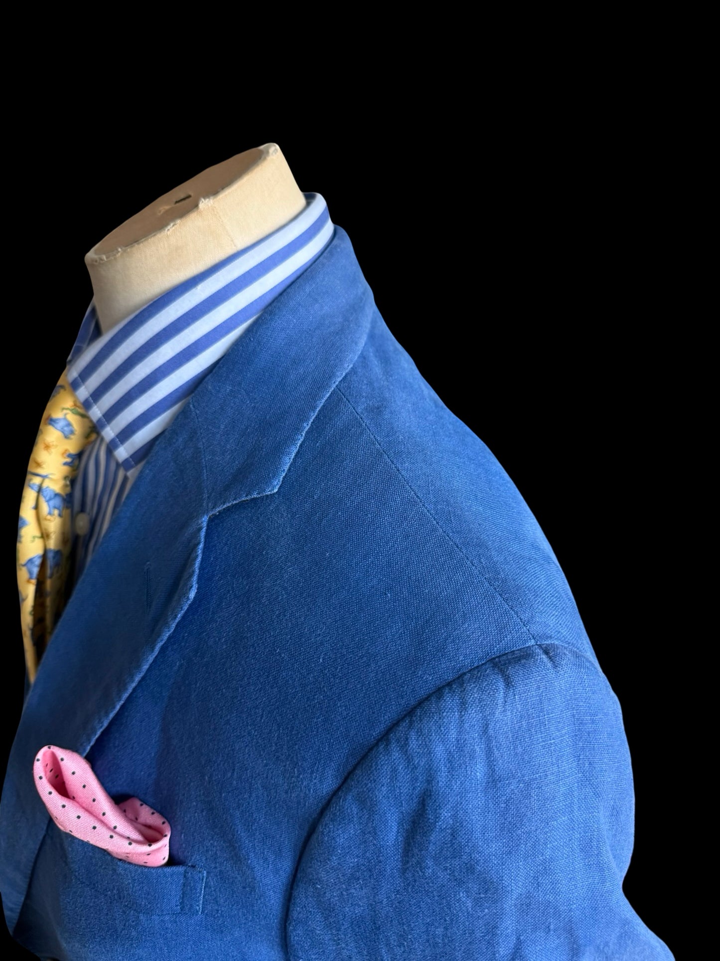 Polo Ralph Lauren Royal Blue Linen Suit 42L / W36” Made In Italy Rare