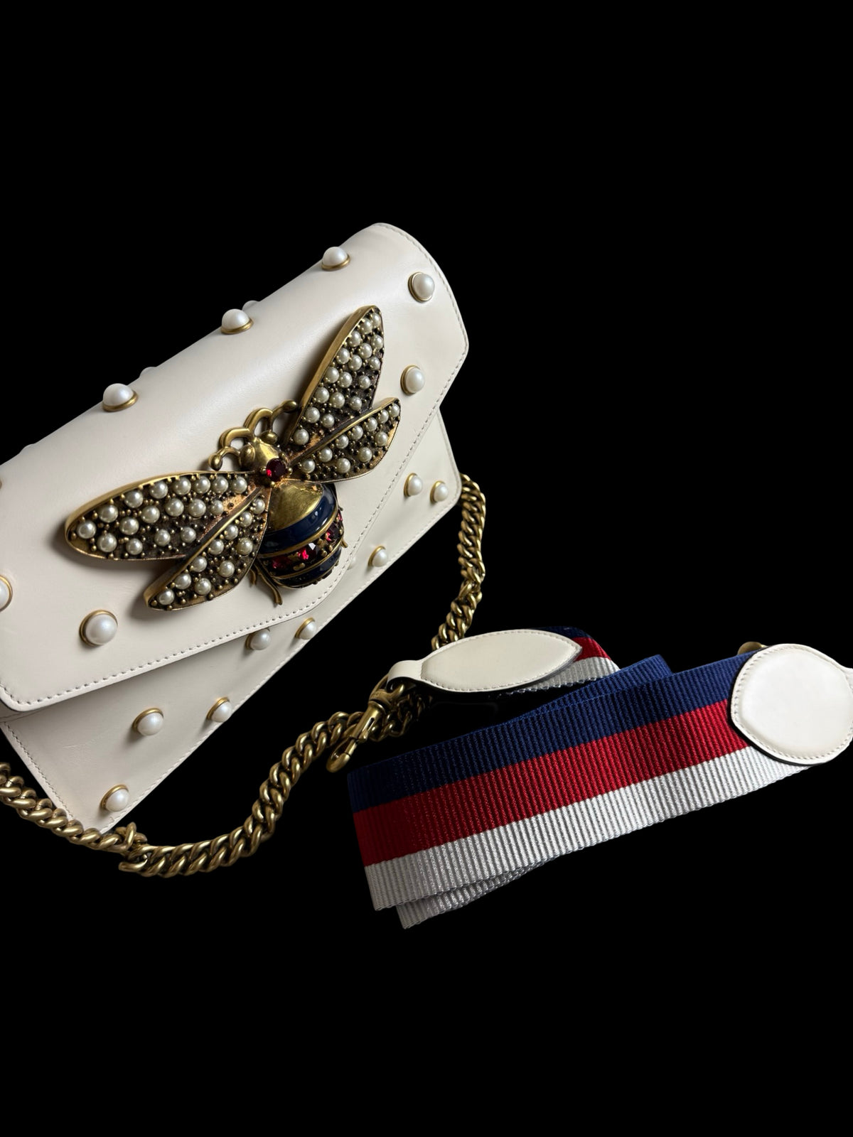 Gucci Queen Margaret Broadway Shoulder Bag Bee Pearls RRP £2250