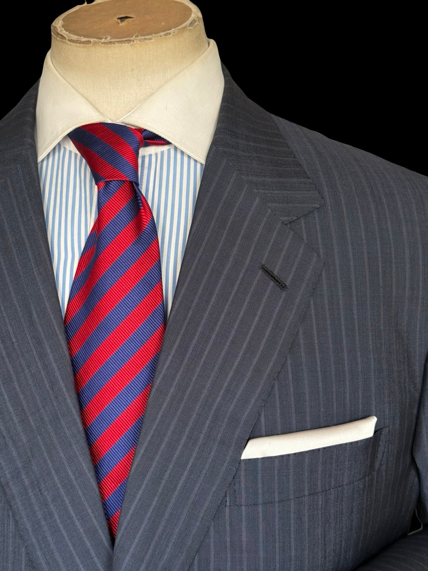 Brioni Navy Pinstripe Senato Suit 48R / W40R Wool Silk RRP £4k