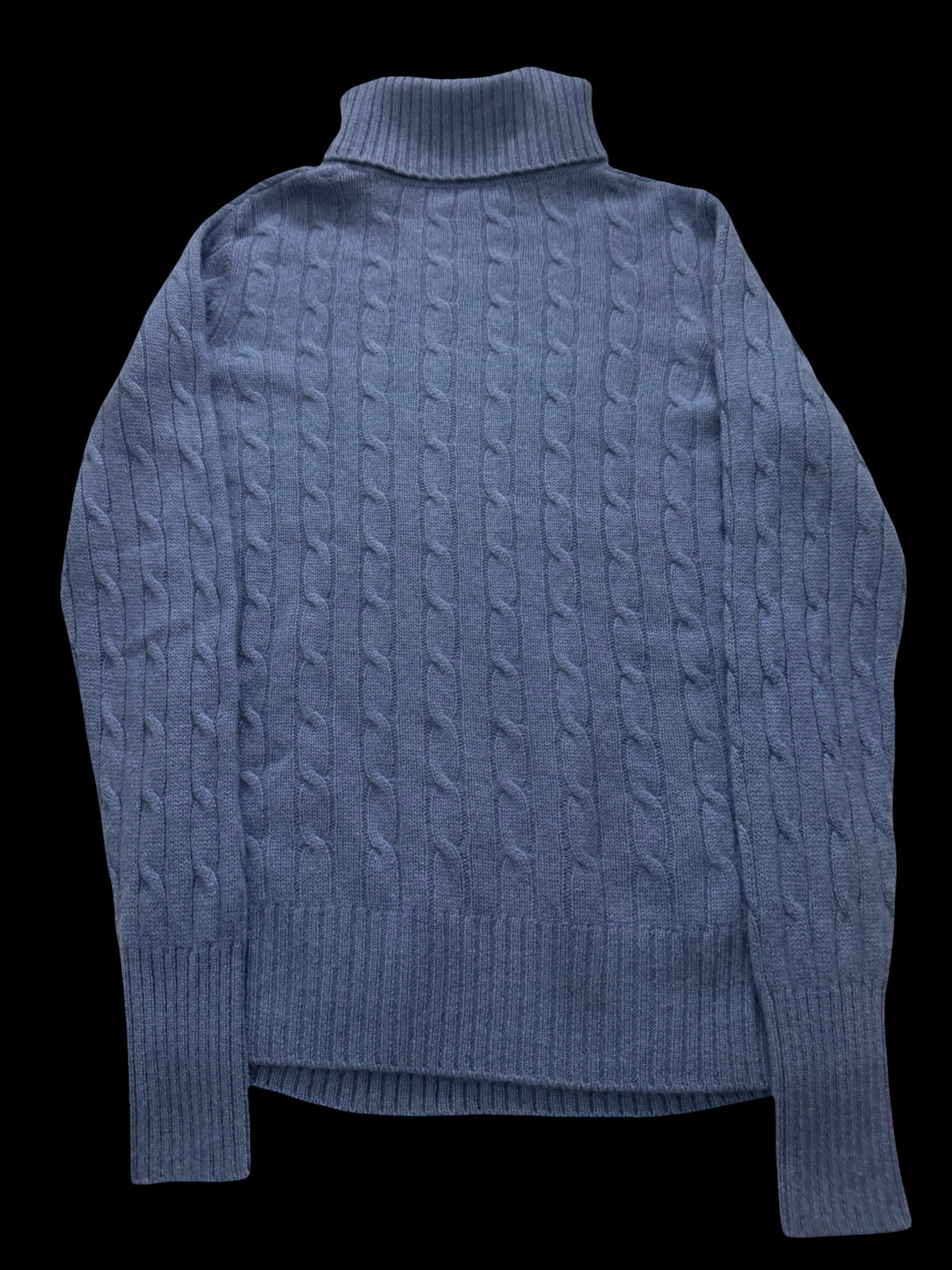 Women’s N Peal Blue Cashmere Cableknit Roll Neck Jumper Large RRP £325