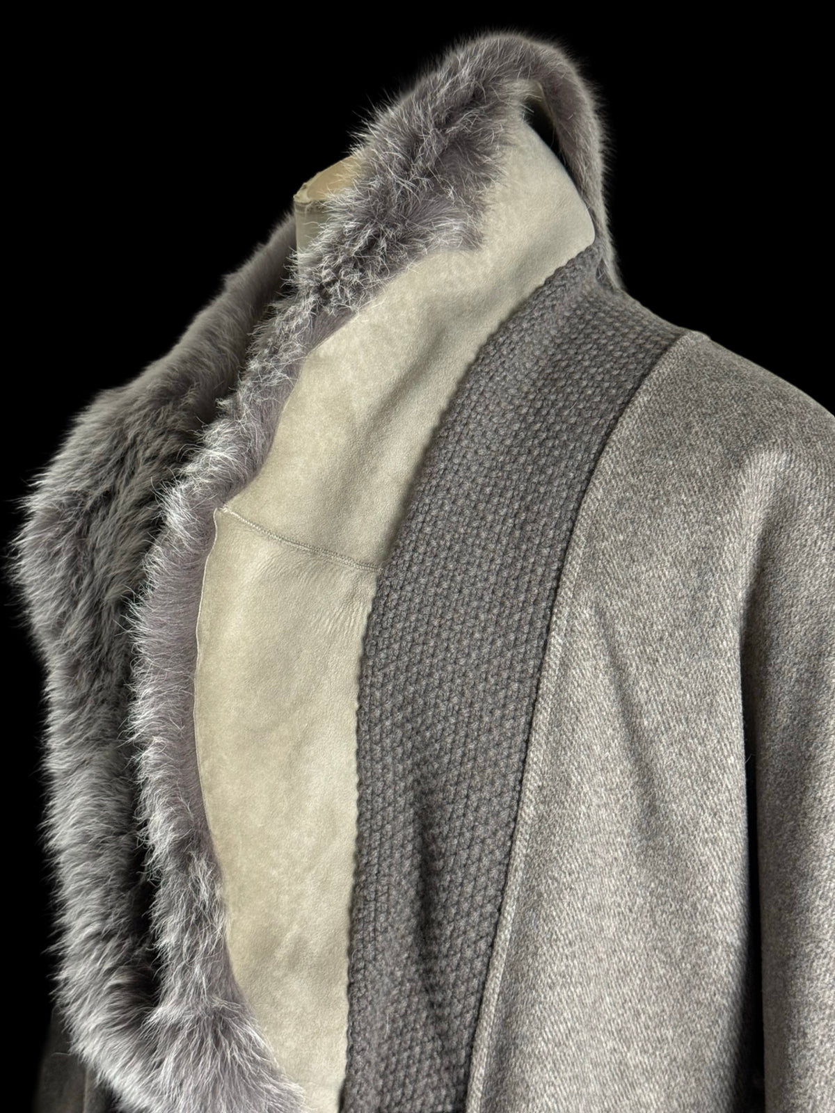 Fabiana Fillippi Wool Cashmere Cape Coat Fur Collar Size UK12 IT44 Luxury