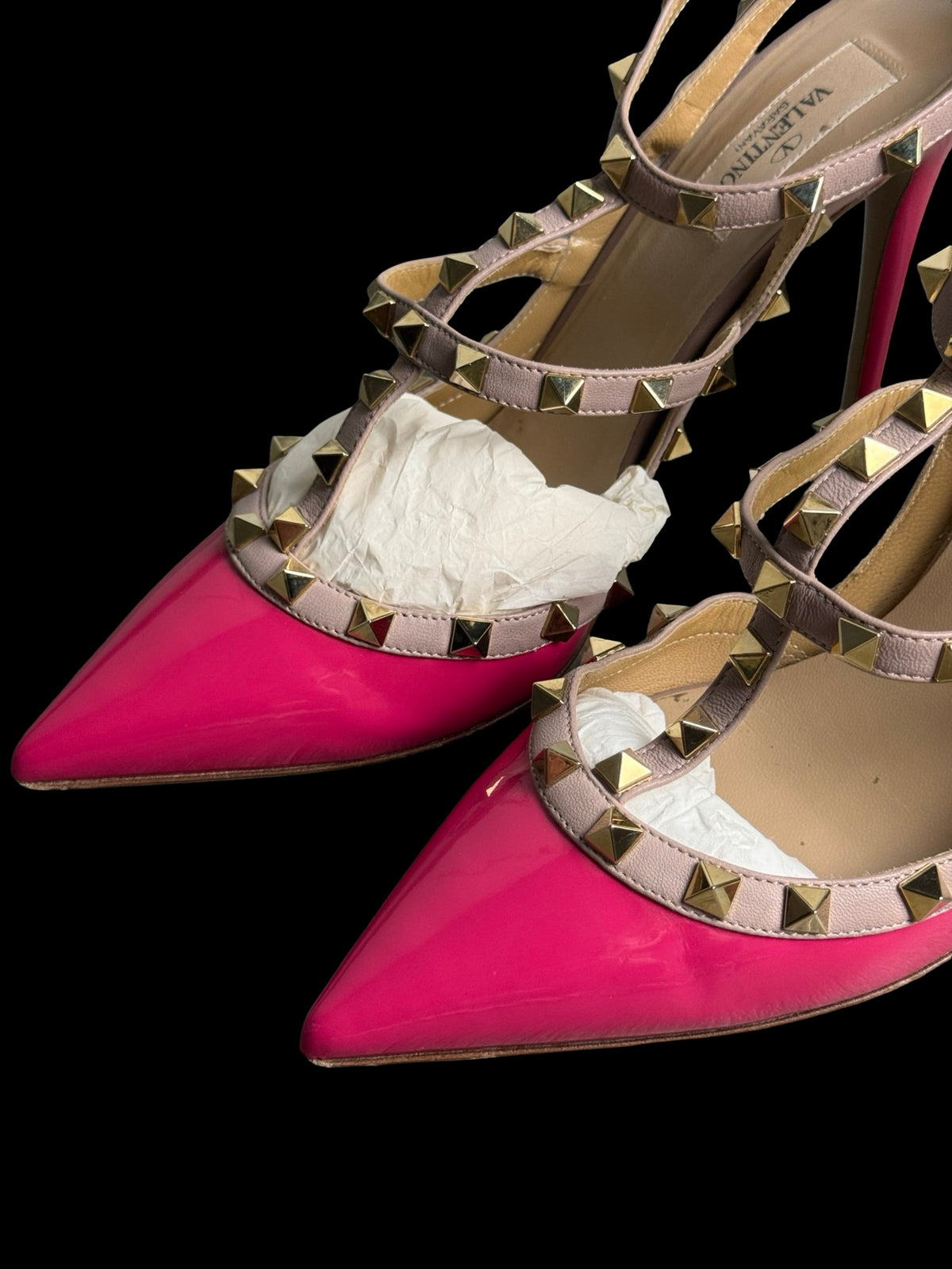 Valentino Garavani Rockstud Ankle Strap Pumps Size EU40 UK7 Deep Pink Nude Pink