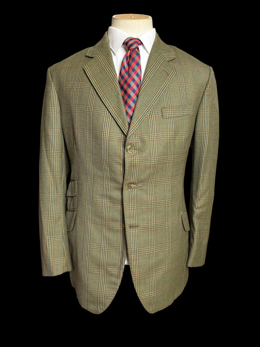 Sims & Macdonald Bespoke Tweed Sport Coat 40S Plaid Check Savile Row