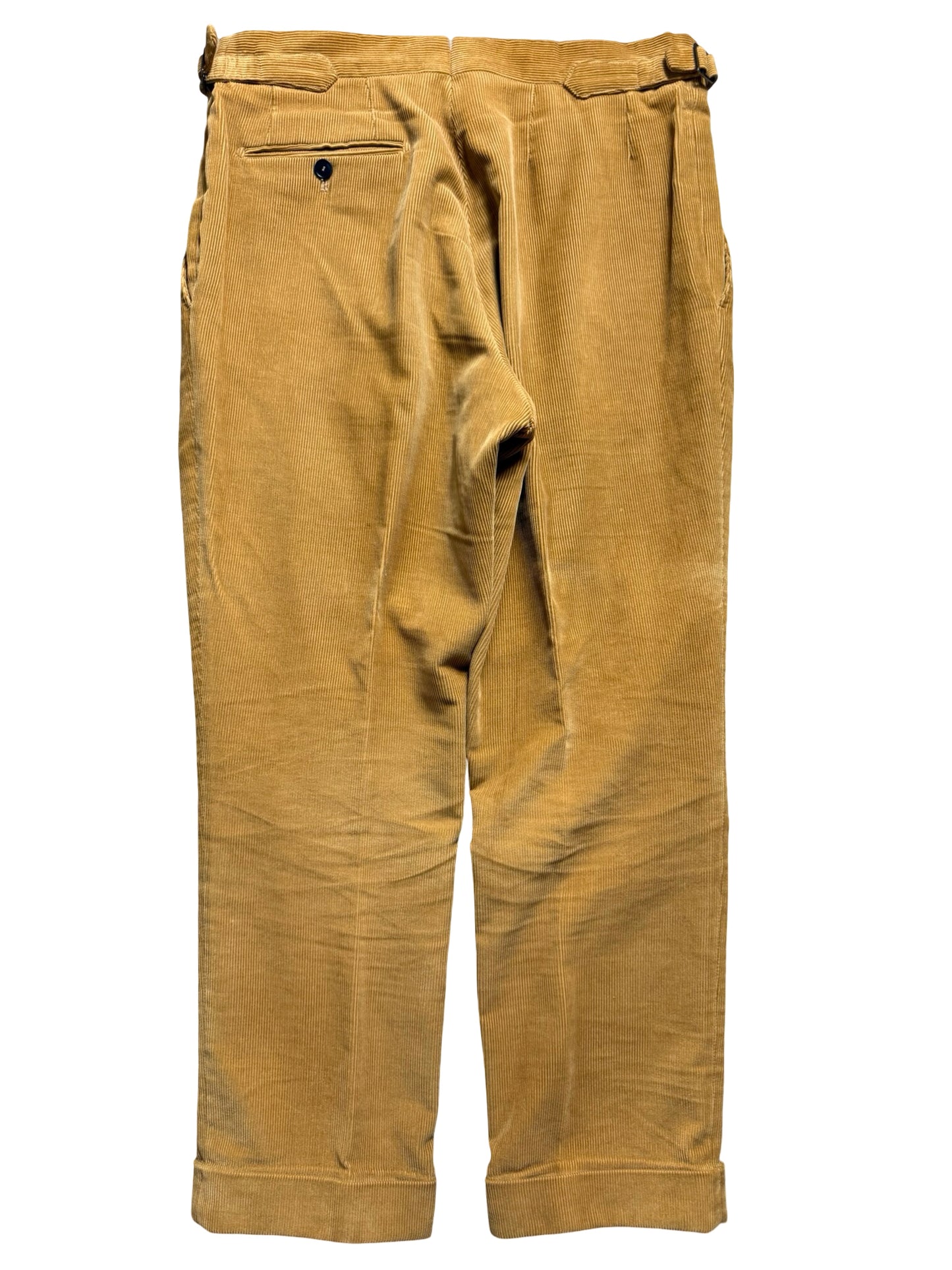 Bespoke P. Johnson X Sartoria Carrara Corduroy Pleat Front Trousers W32S Tan