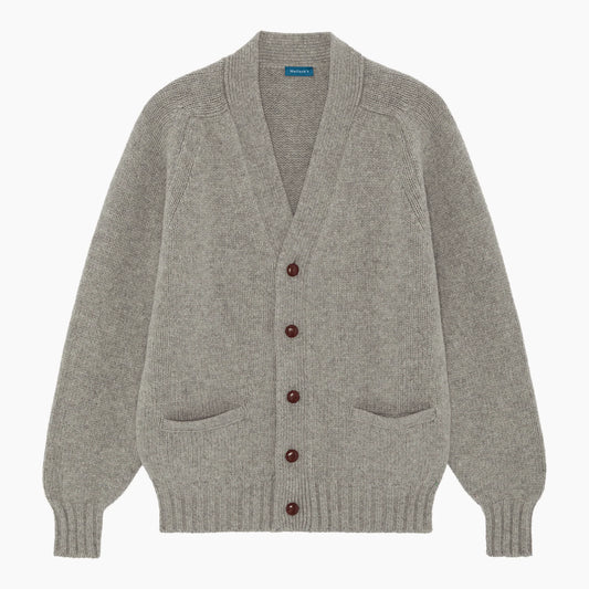 BNWT Men’s Mallochs Grant Cardigan XXL Lambswool Flannel Grey RRP £275
