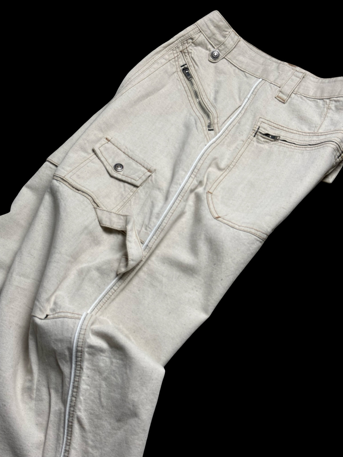 Isabel Marant Paciane Trousers Size 40 UK12 Beige Cotton & Hemp Cargo Trousers