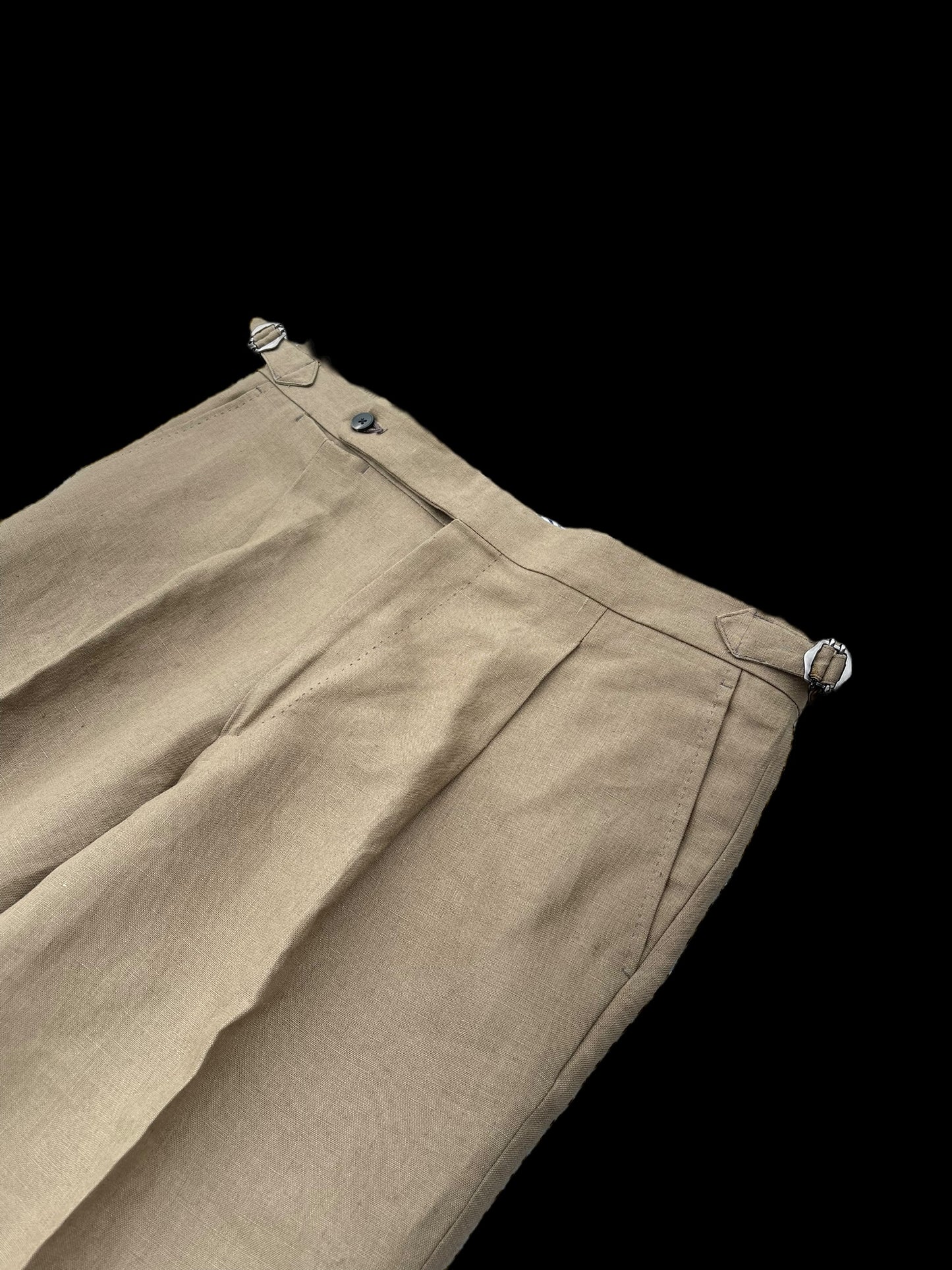 Natalino Single Pleat Linen Trousers 50L UK 34” Biscuit Brown Irish Linen