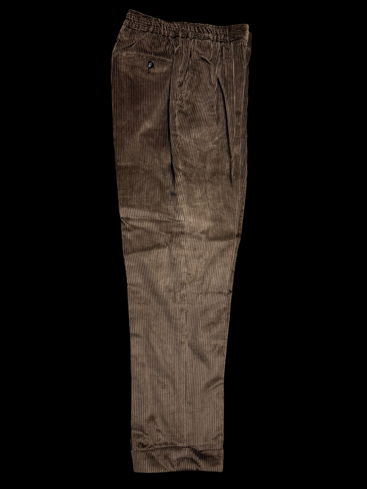 Natalino Brown Corduroy Pleat Front Trousers W31S Drawstring Elasticated Waist
