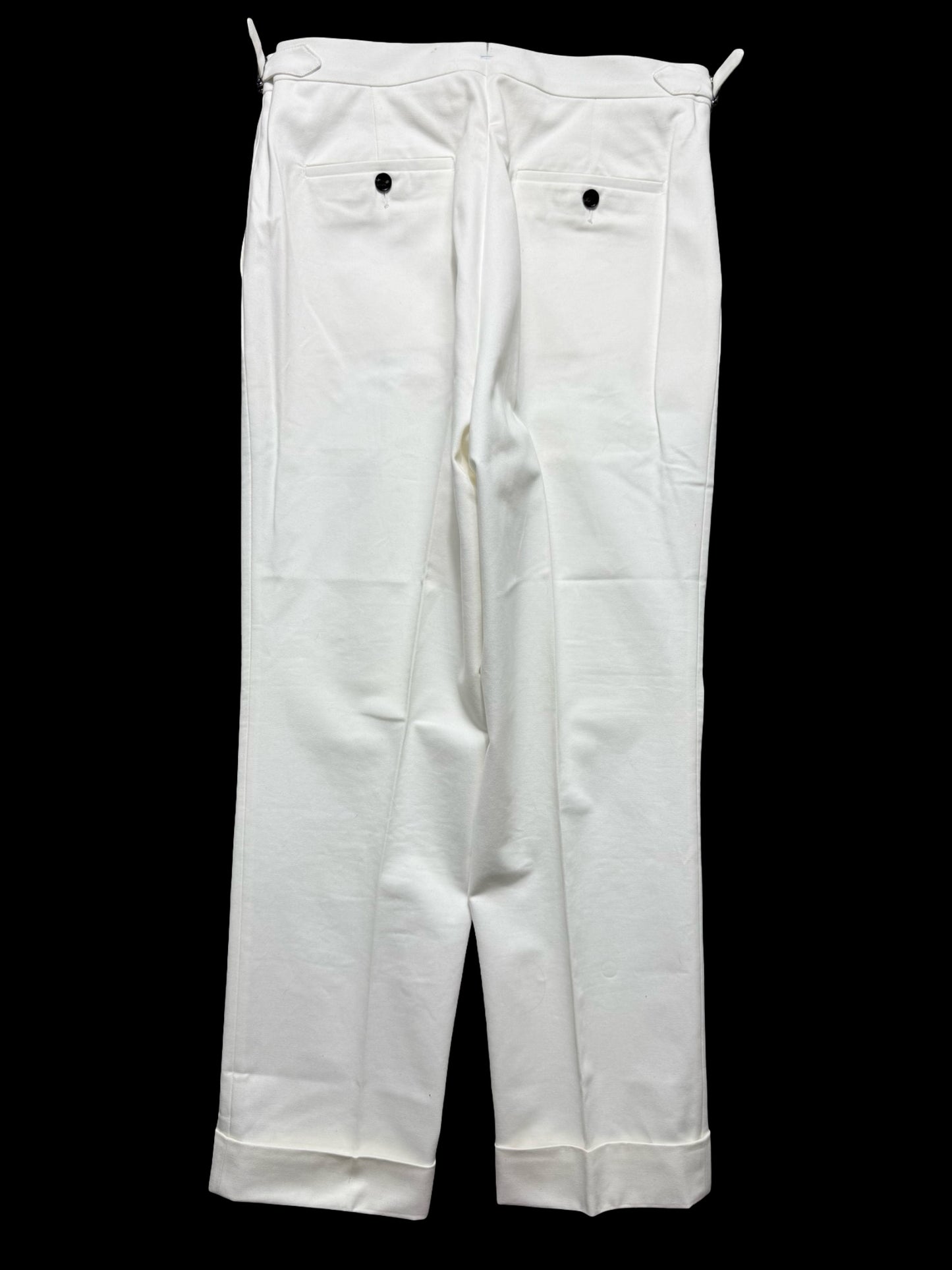 Men’s Natalino White Brushed Cotton Pleat Front Trousers W32S RRP £165