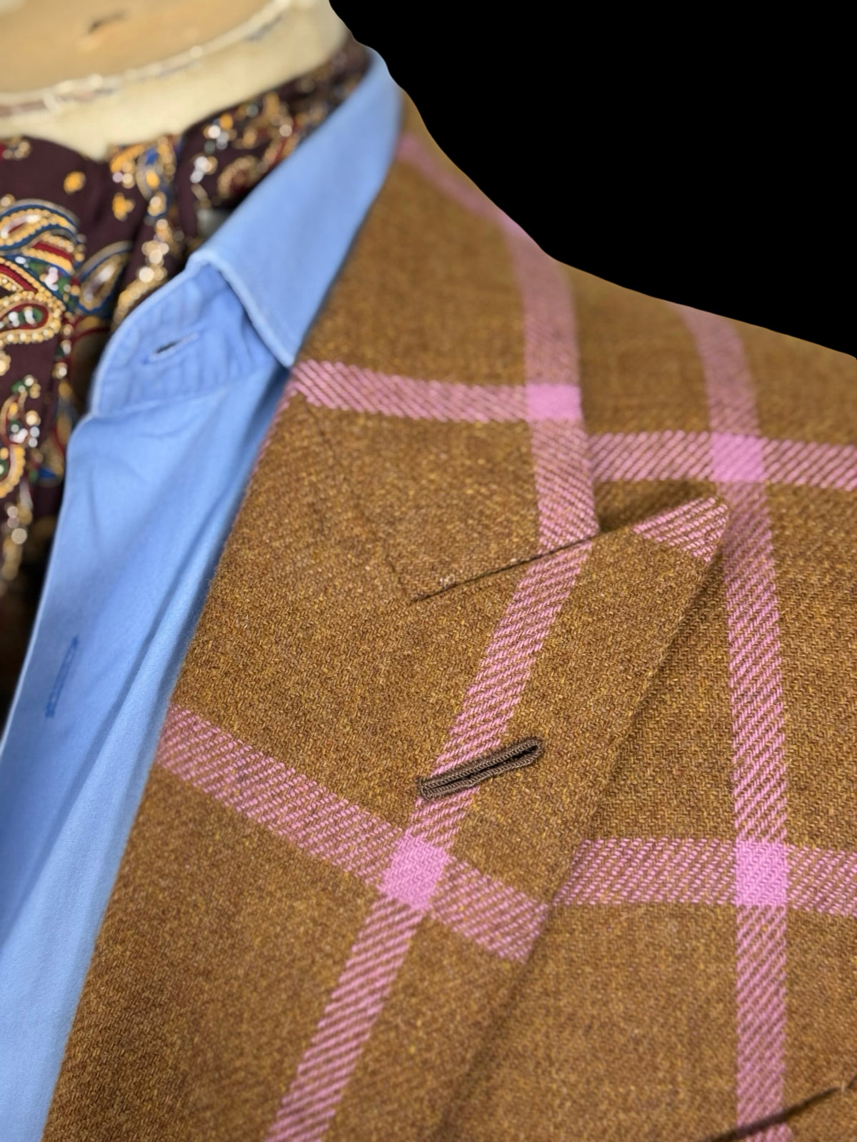 Bespoke Couch & Hoskin Savile Row Tweed Suit 38R / W34” Brown Pink Check