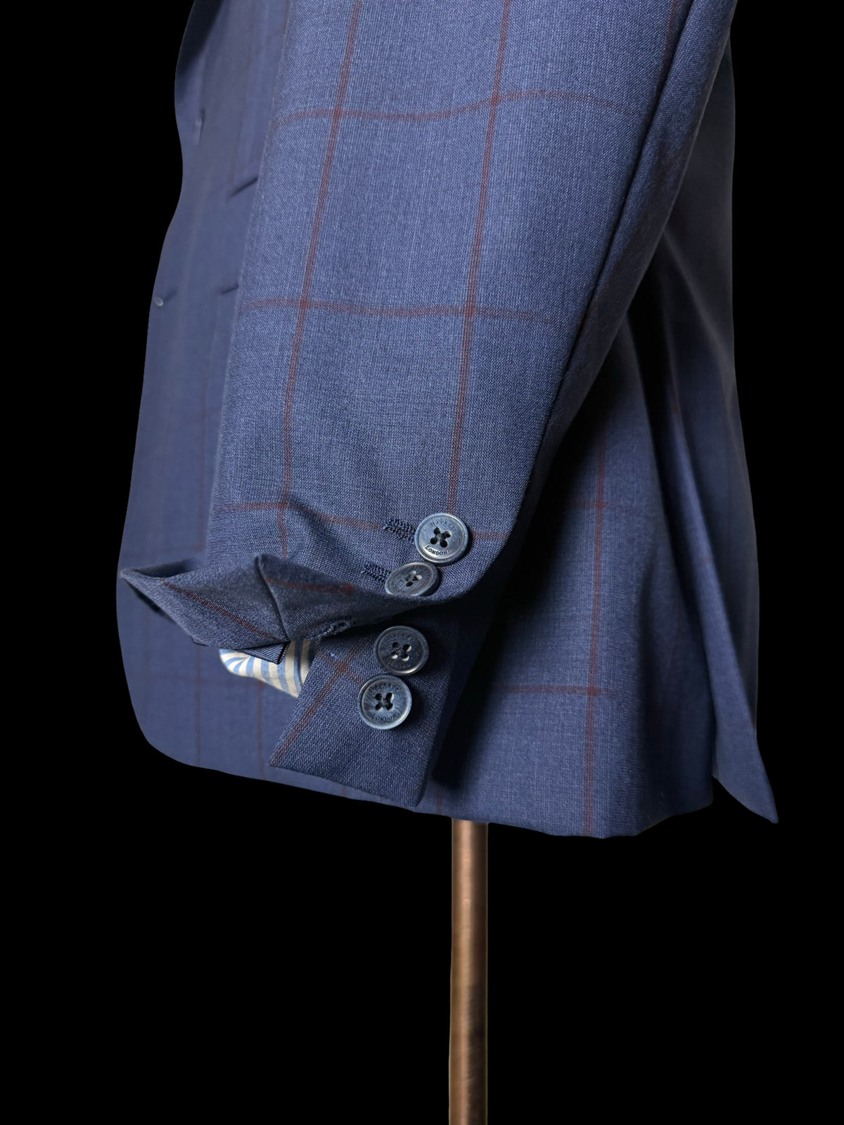 Men’s Hackett London Blue / Red Windowpane Check Suit 42R / W36R